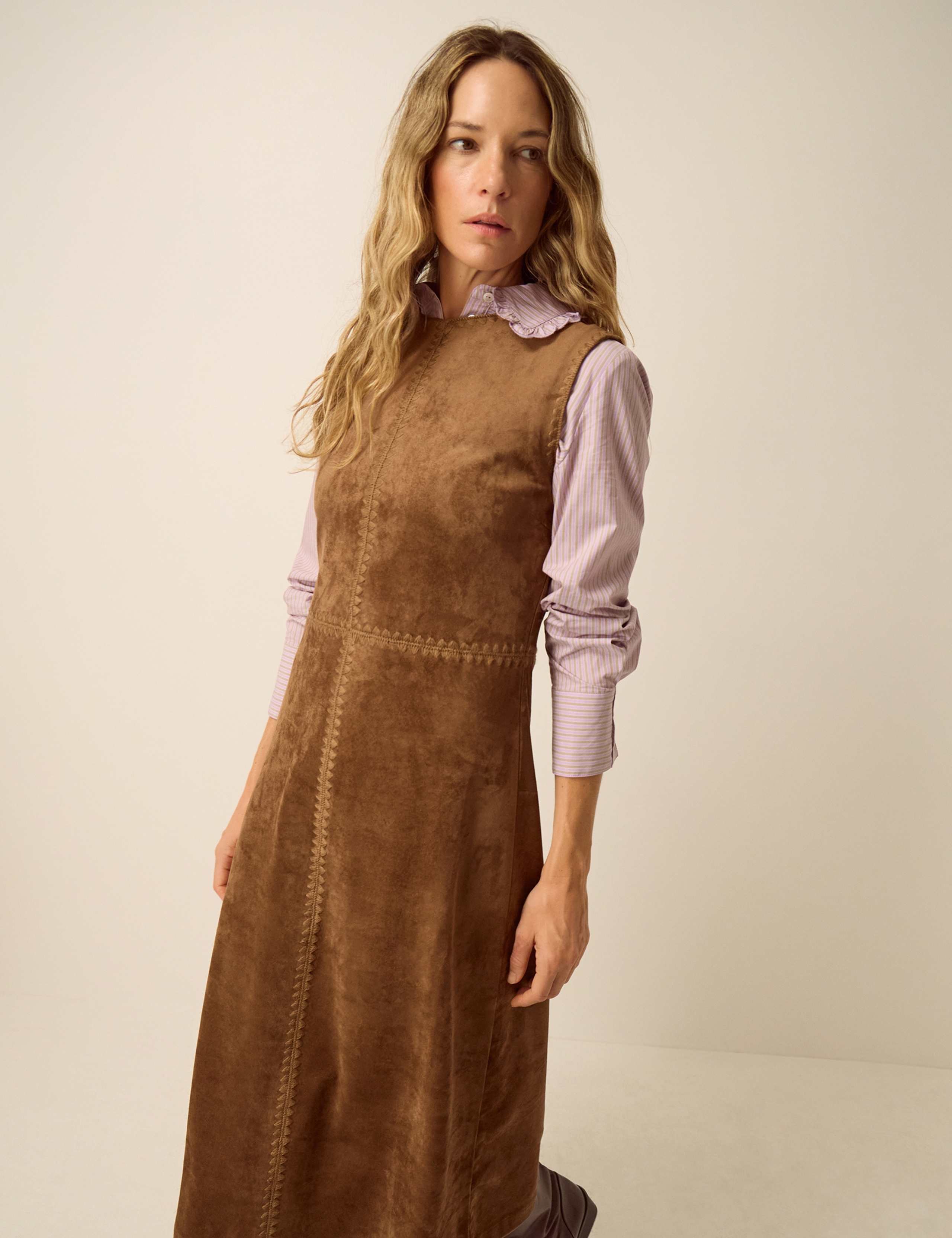 Faux Suede Midi Pinafore Dress 3 of 5