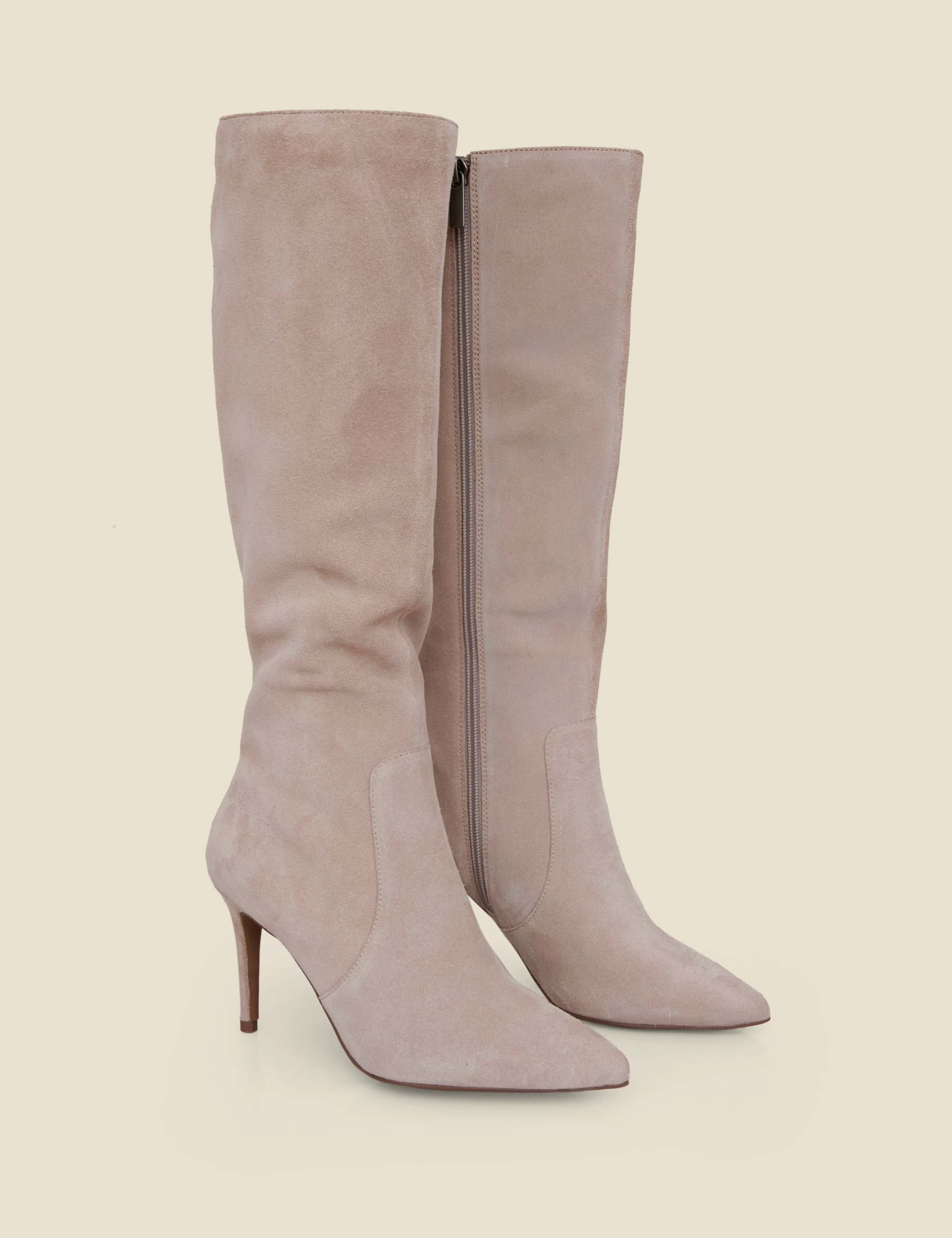 Suede Stiletto Heel Pointed Knee High Boots 2 of 4