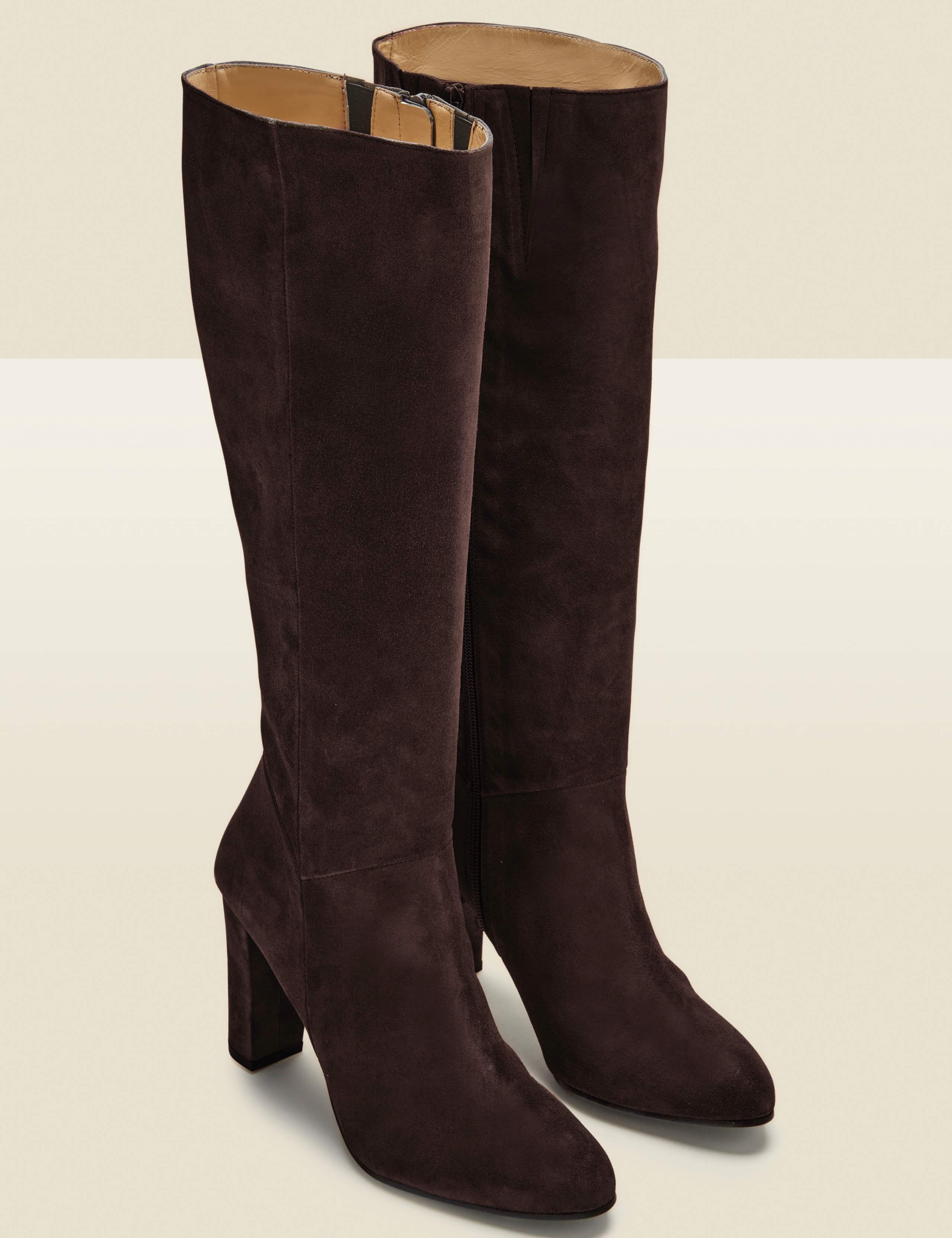 Suede Block Heel Knee High Boots 3 of 3