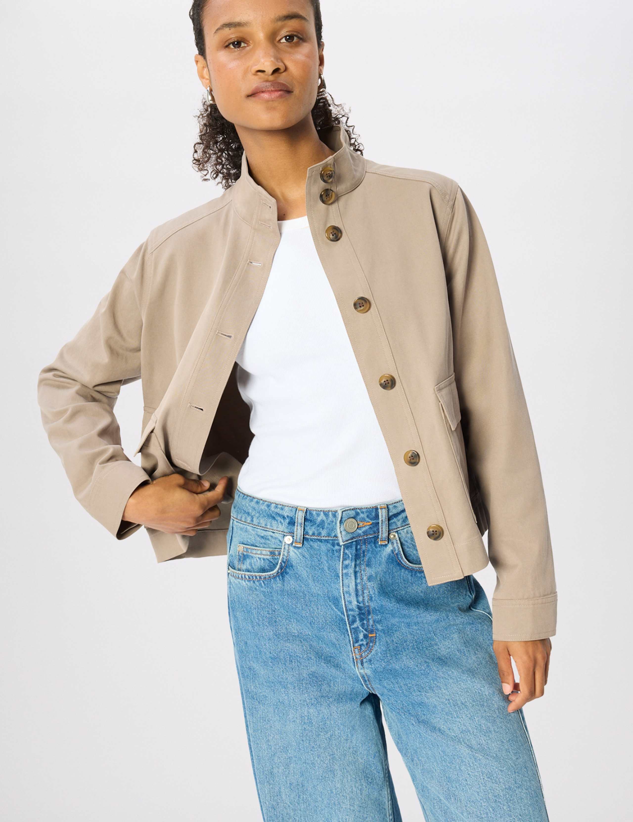 Cotton Rich Funnel Neck Short Jacket 3 of 7