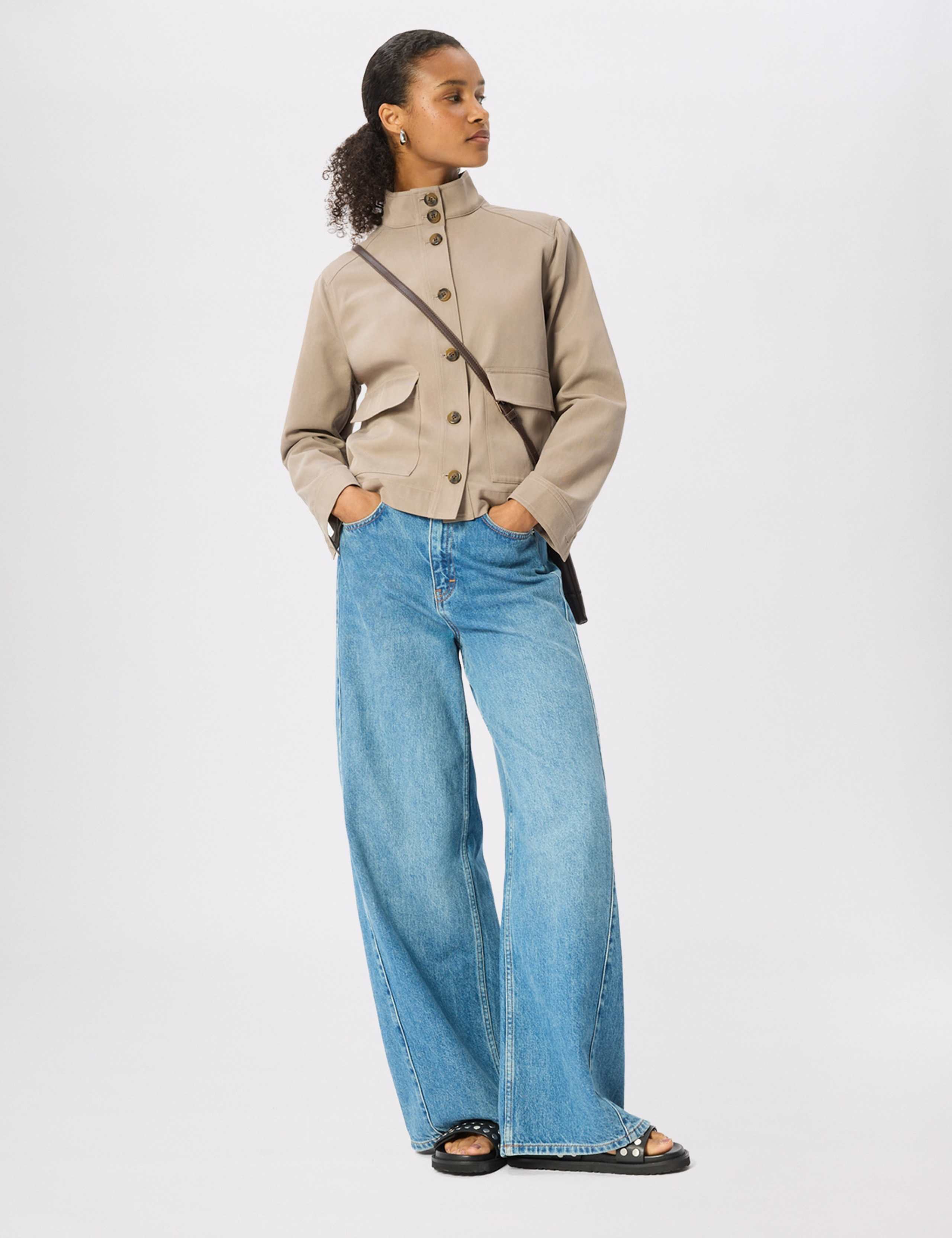 Cotton Rich Funnel Neck Short Jacket 5 of 7