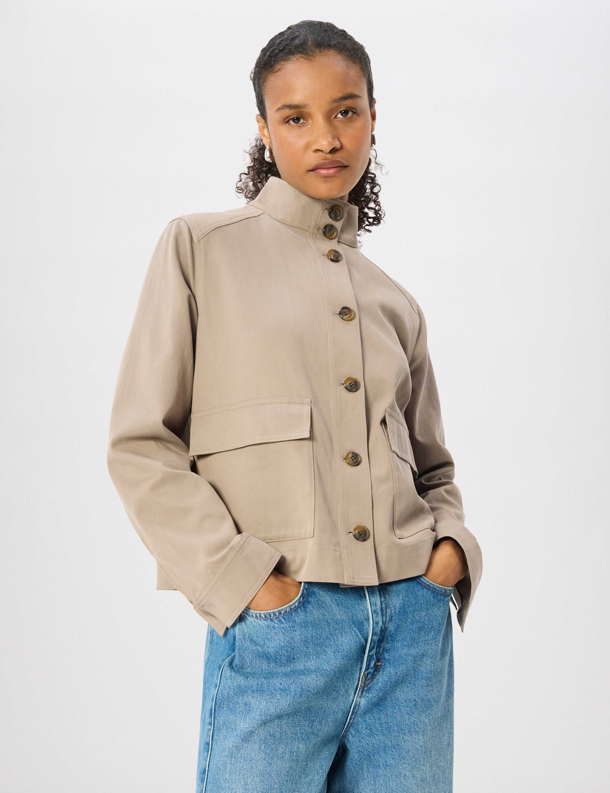 Cotton Rich Funnel Neck Short Jacket 7 of 7