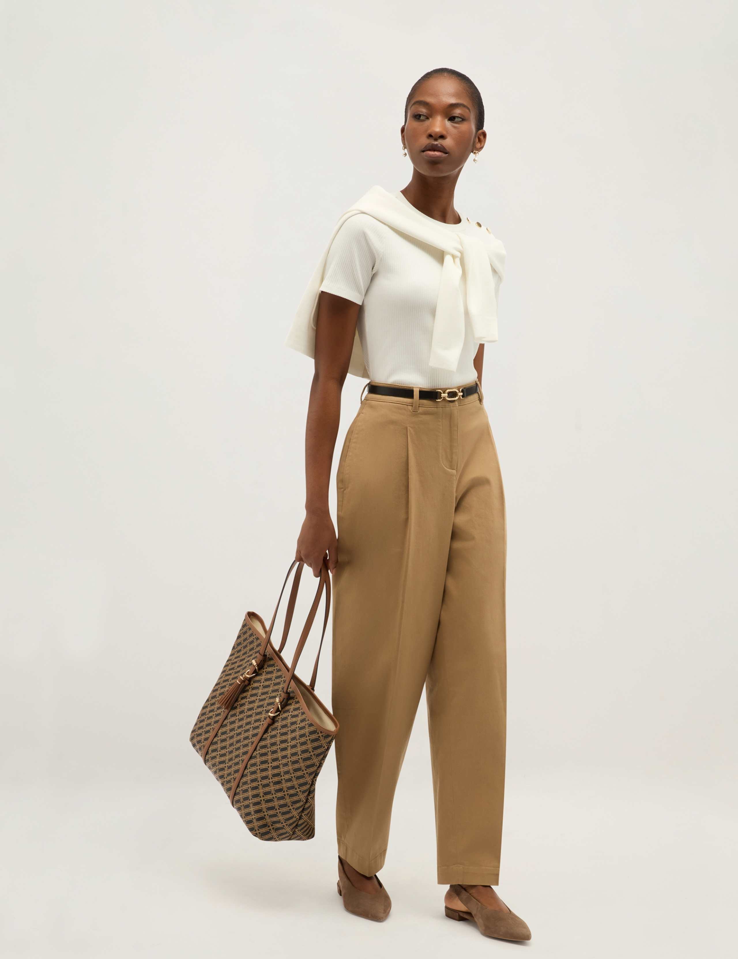 Cotton Rich Ribbed Button Detail T-Shirt 5 of 5