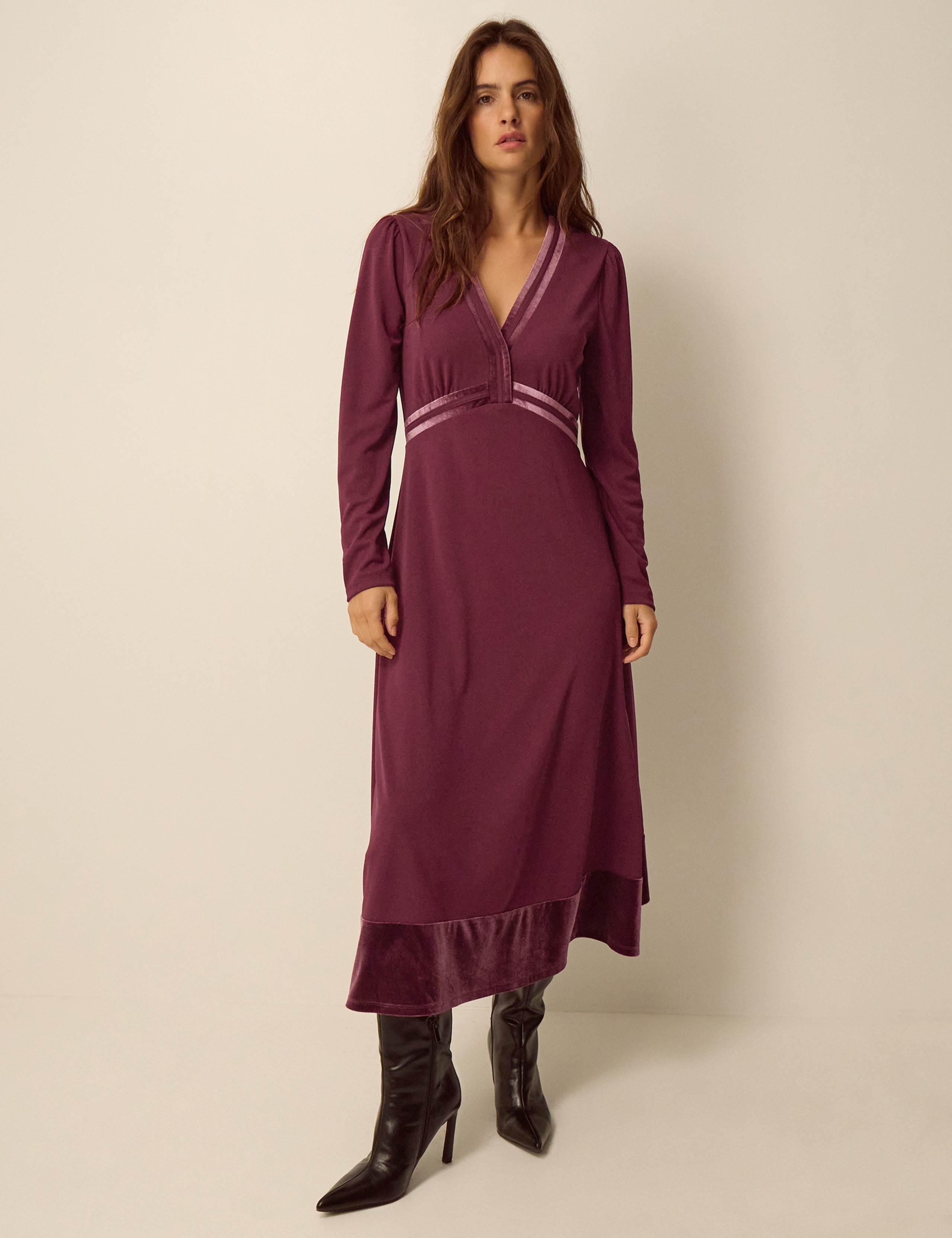 Jersey V-Neck Midi Skater Dress 1 of 4