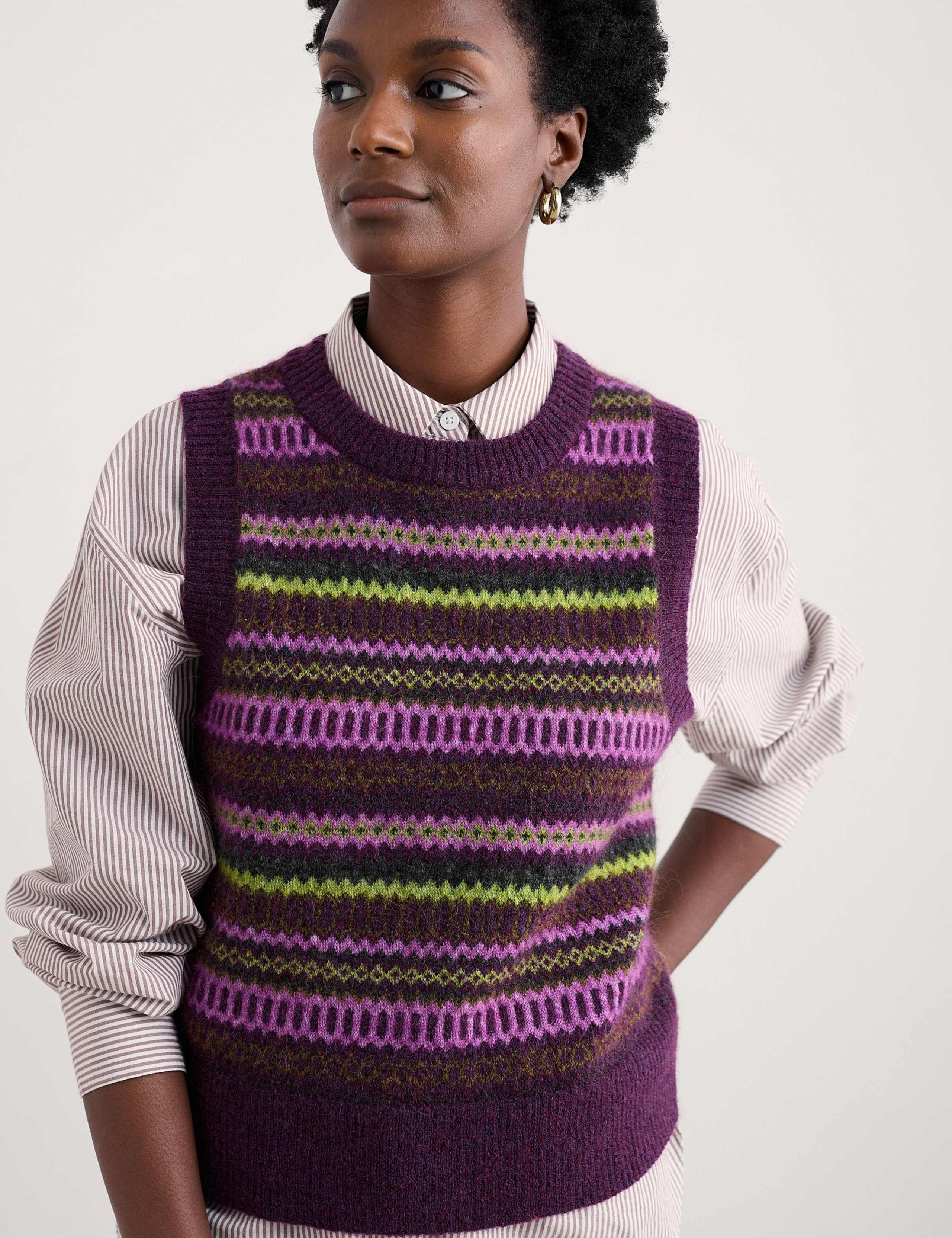 Wool Blend Fair Isle Knitted Vest 3 of 5