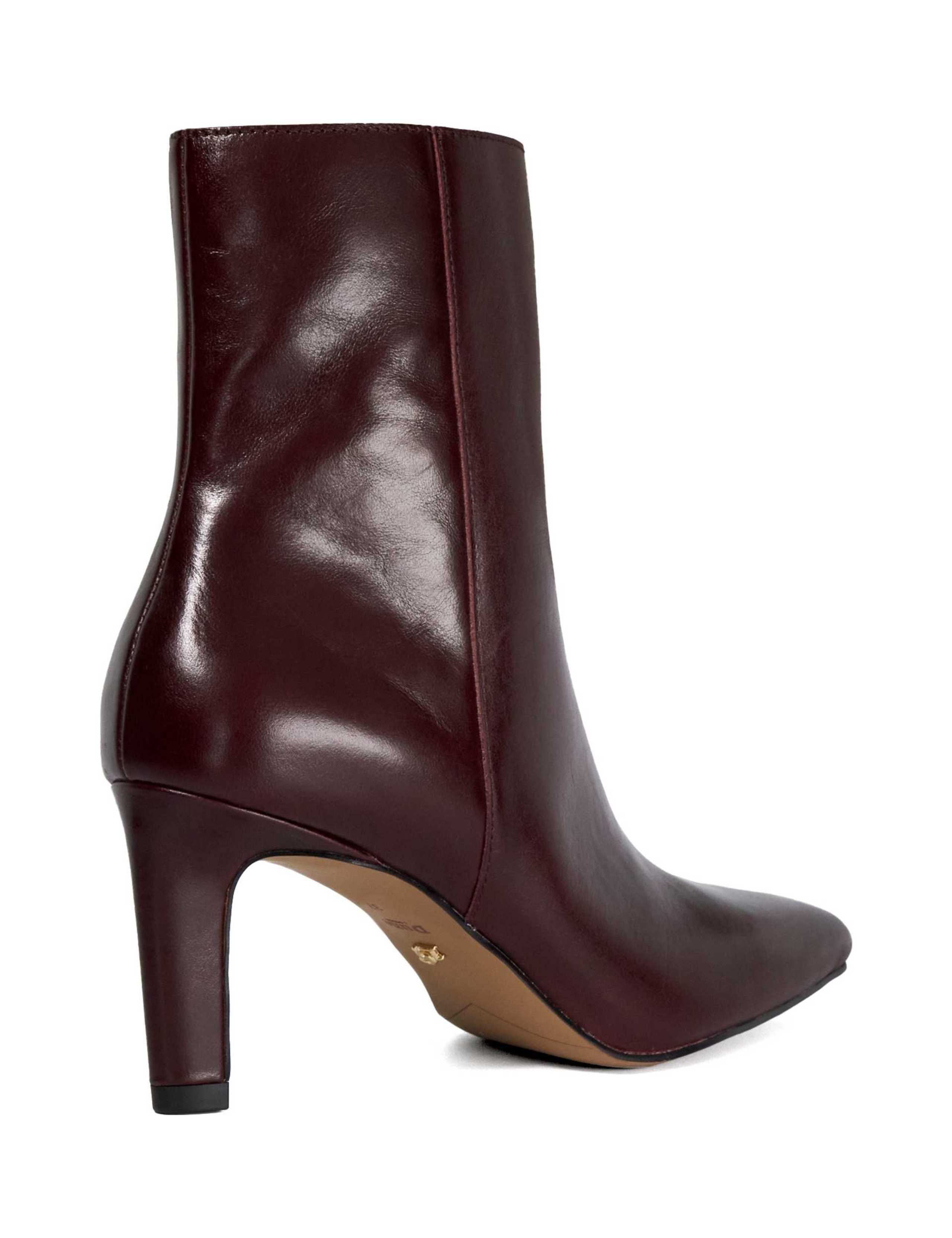 Leather Square Toe Stiletto Heel Boots 3 of 5