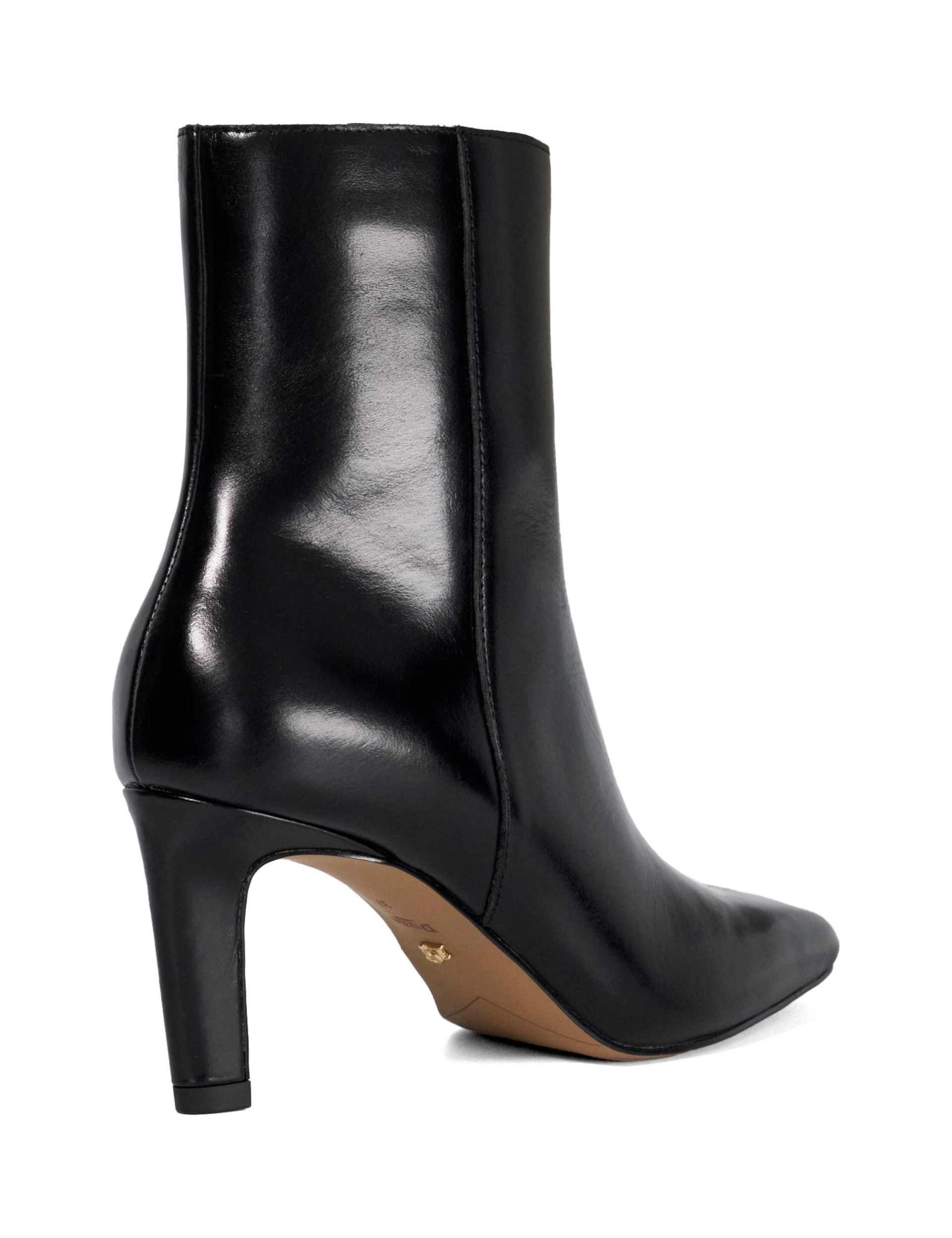 Leather Square Toe Stiletto Heel Boots 3 of 5