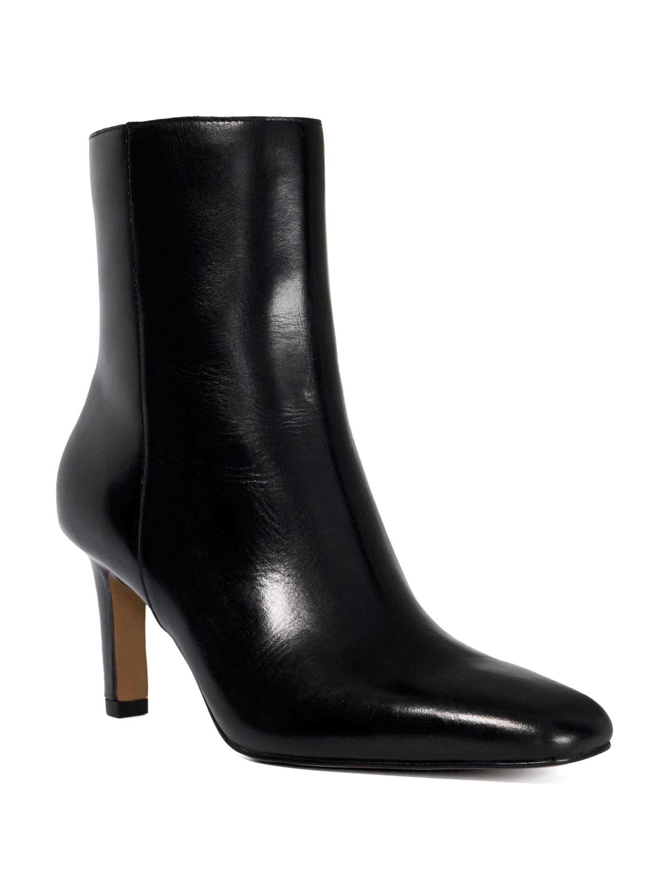 Leather Square Toe Stiletto Heel Boots 4 of 5