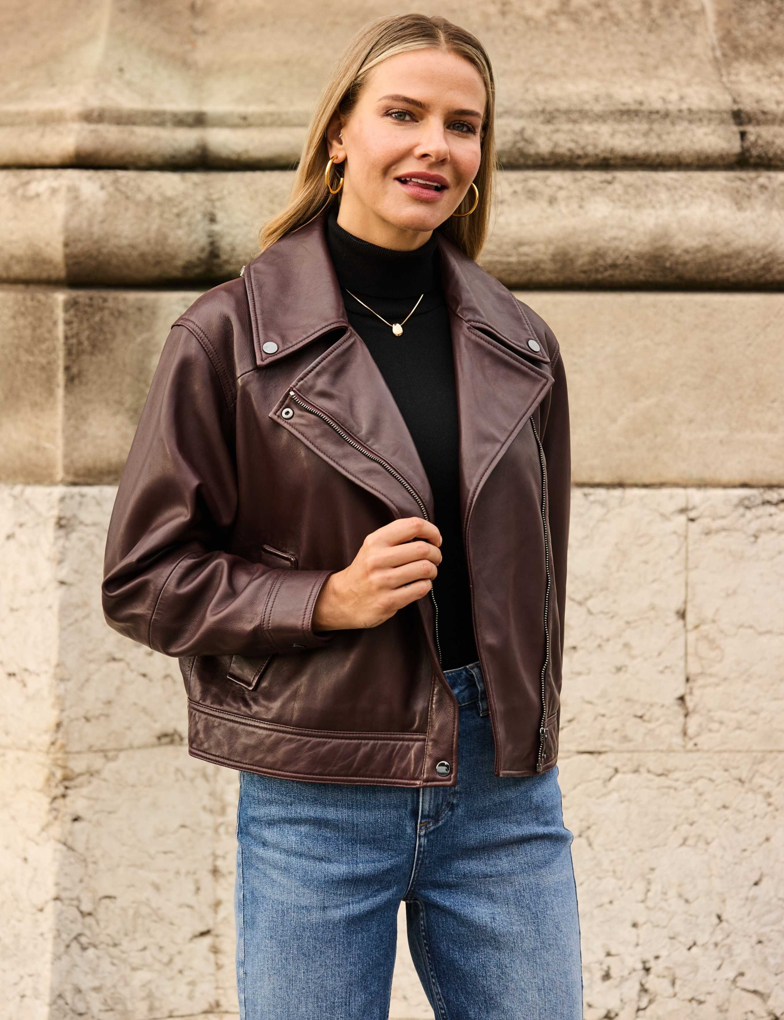Leather Relaxed Biker Jacket 5 of 9
