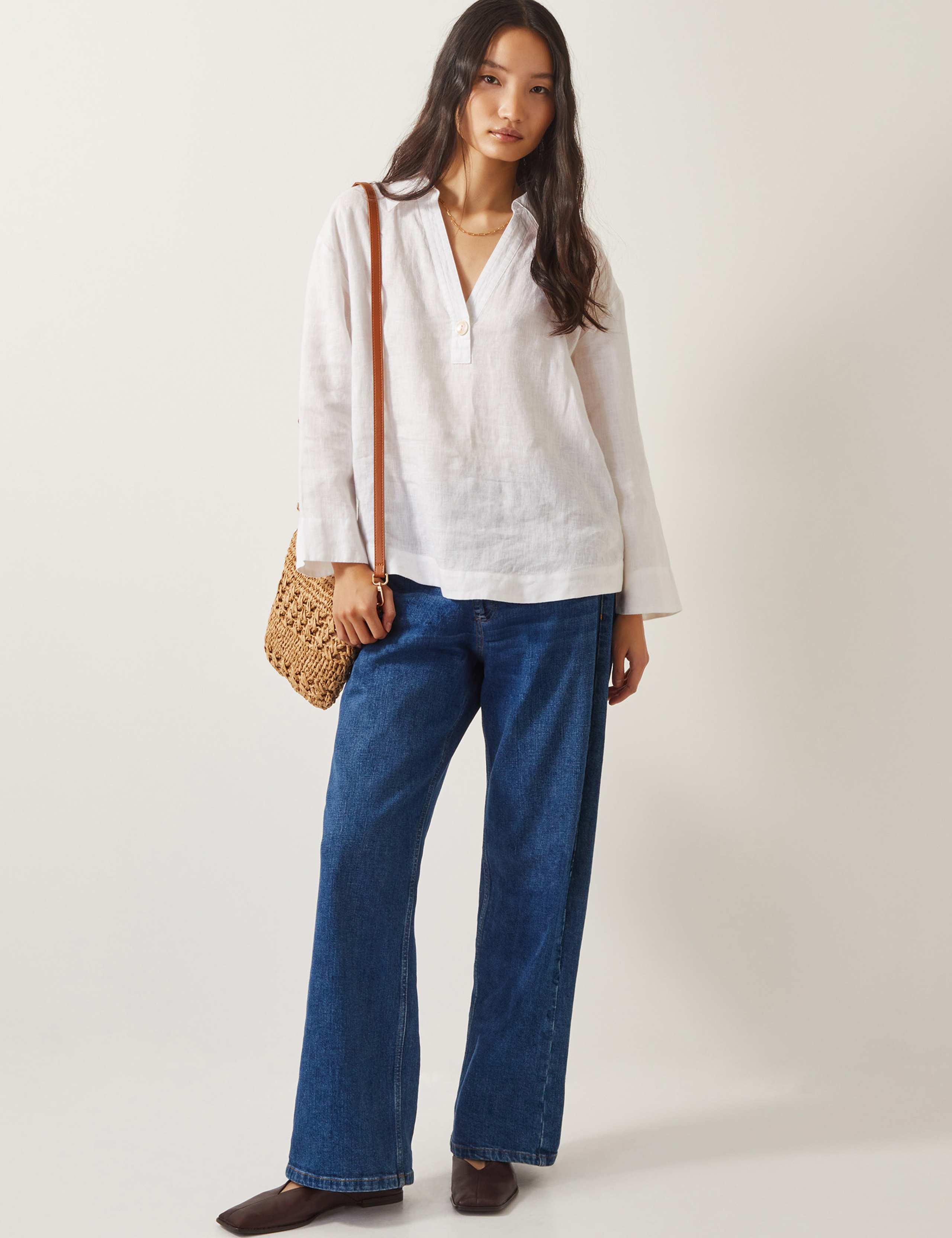 Pure Linen V-Neck Blouse 3 of 4