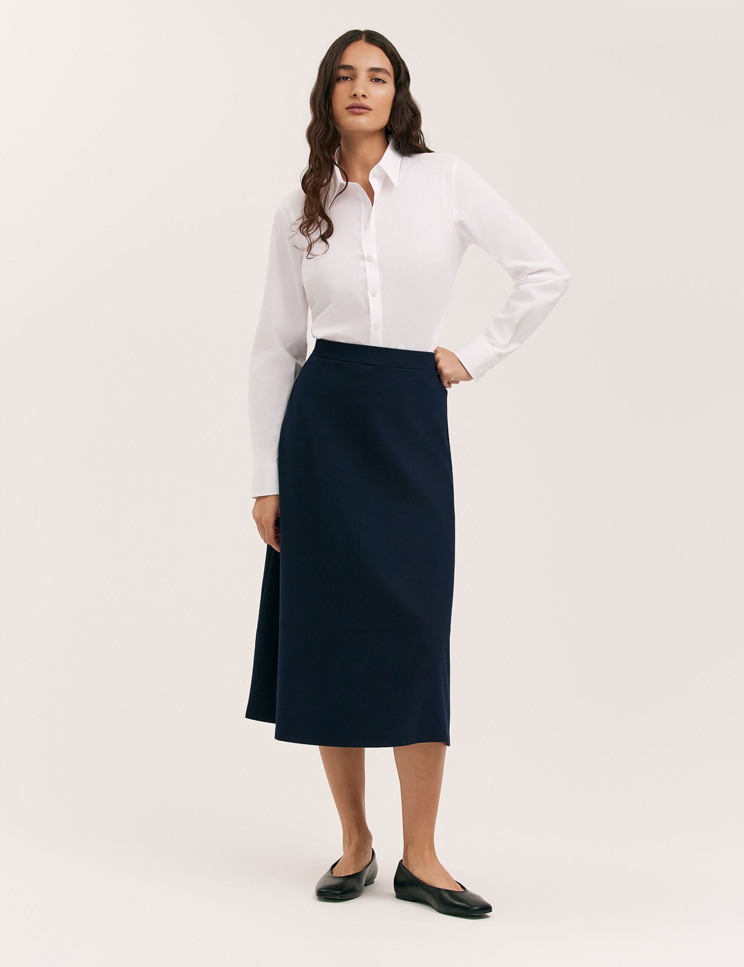 Jersey Midi A-Line Skirt 2 of 5