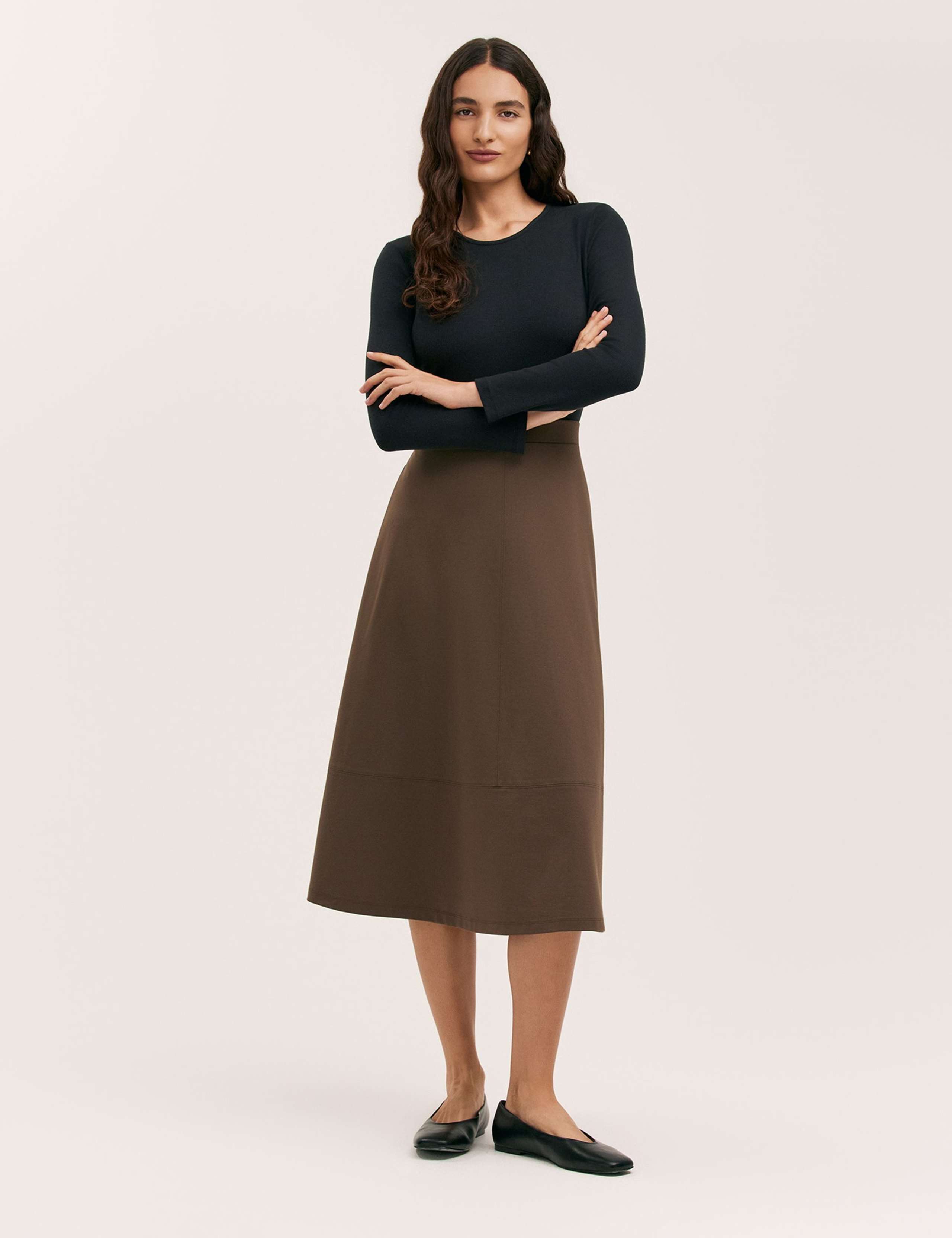 Jersey Midi A-Line Skirt 2 of 5