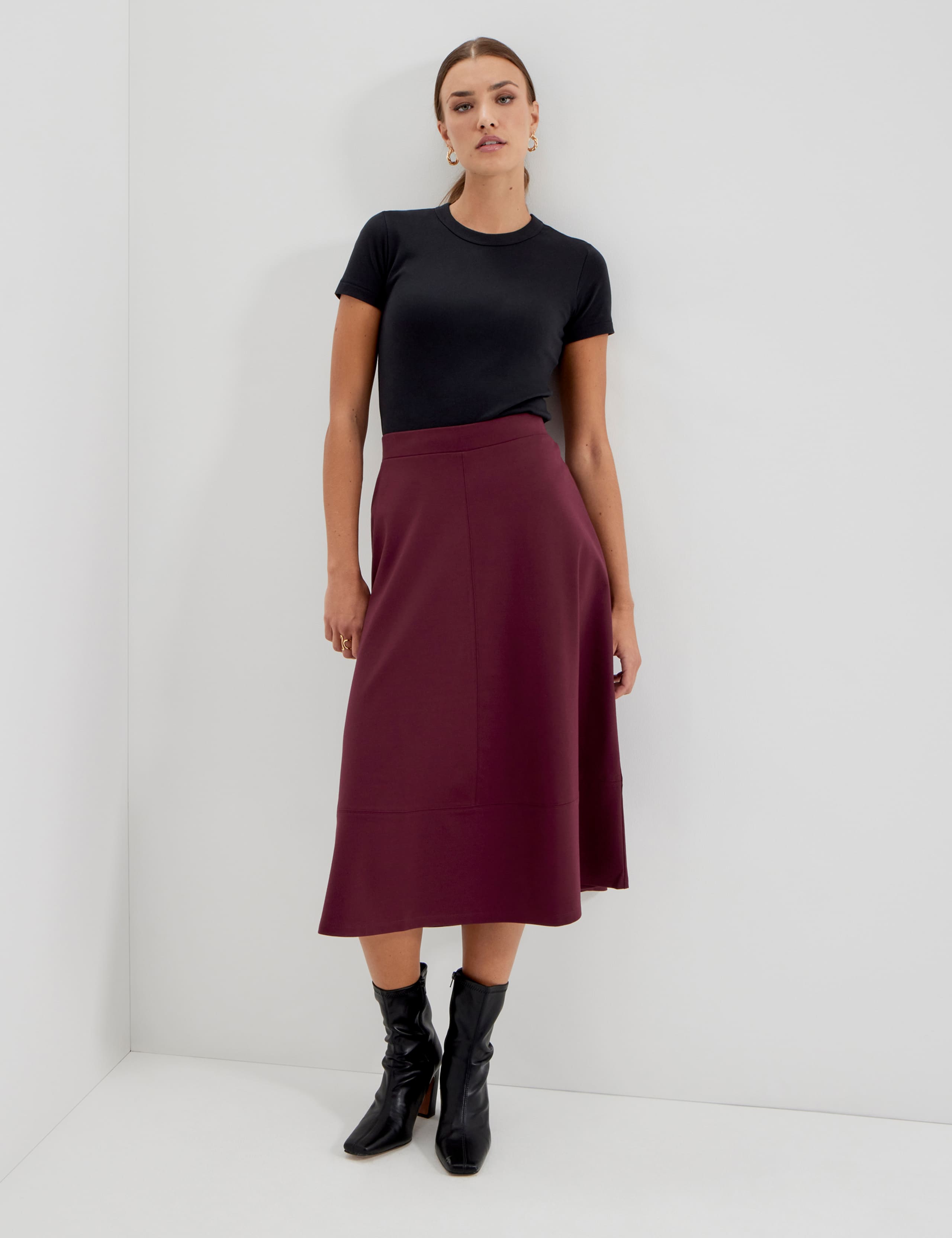 Jersey Midi A-Line Skirt 1 of 5