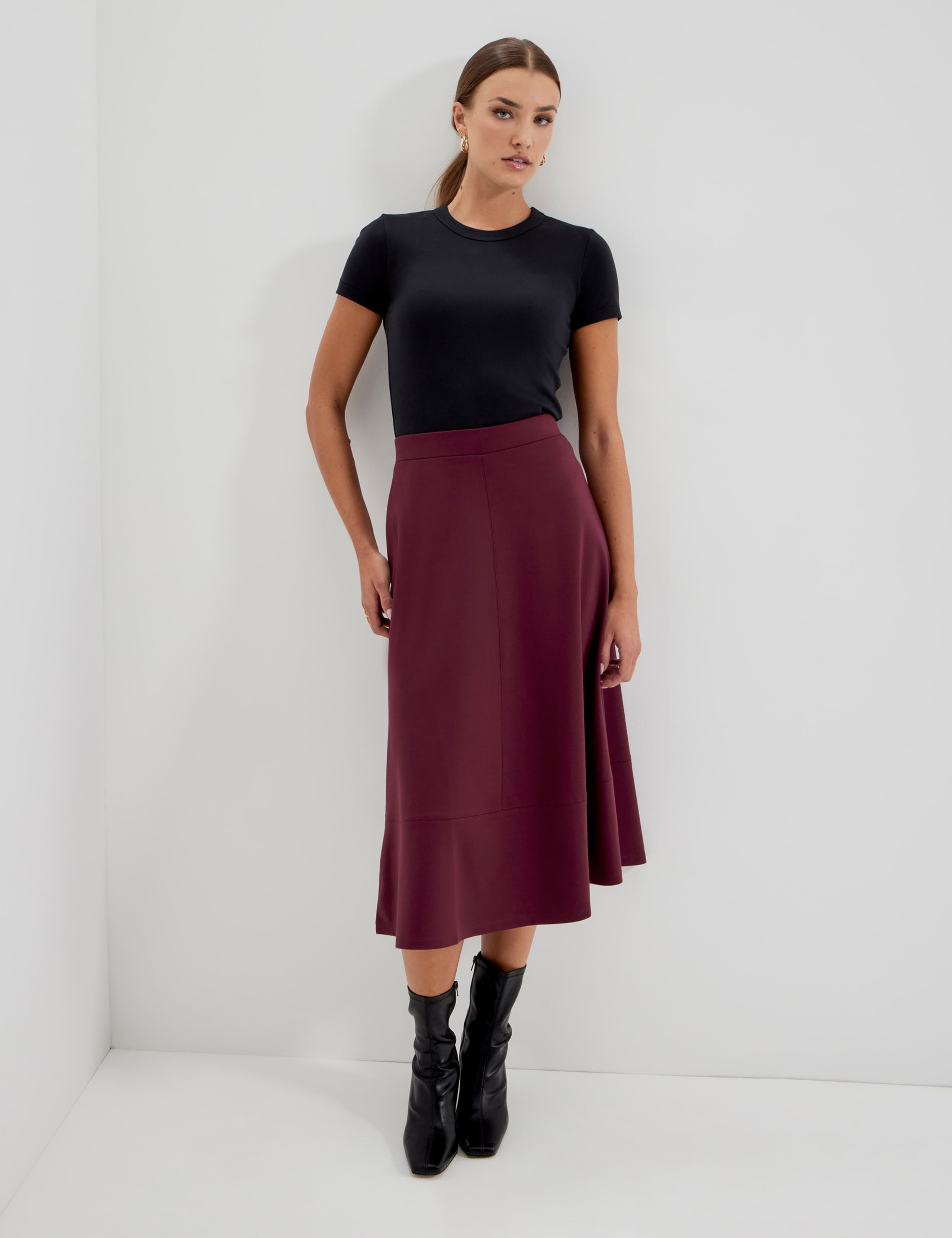 Jersey Midi A-Line Skirt 2 of 5
