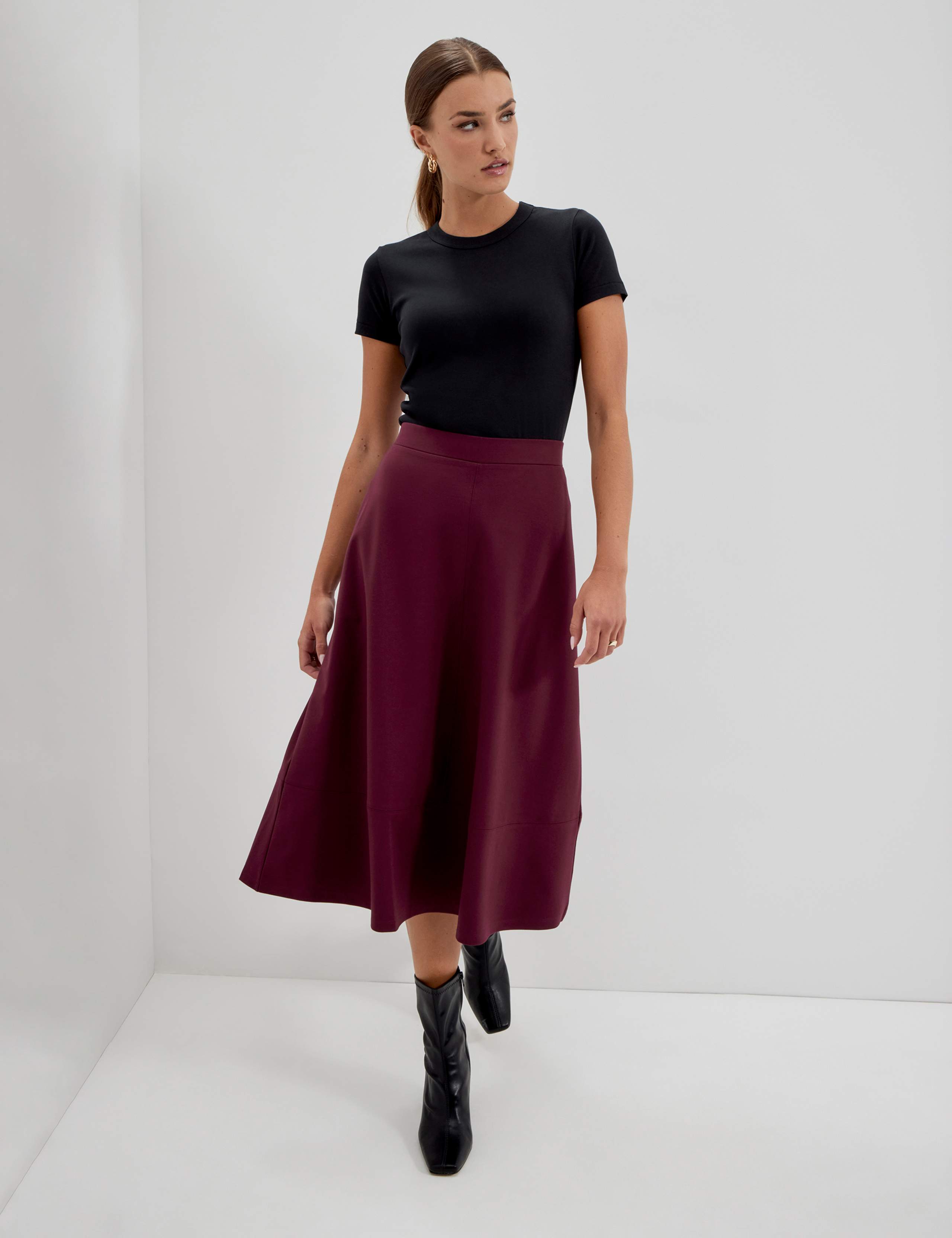 Jersey Midi A-Line Skirt 4 of 5
