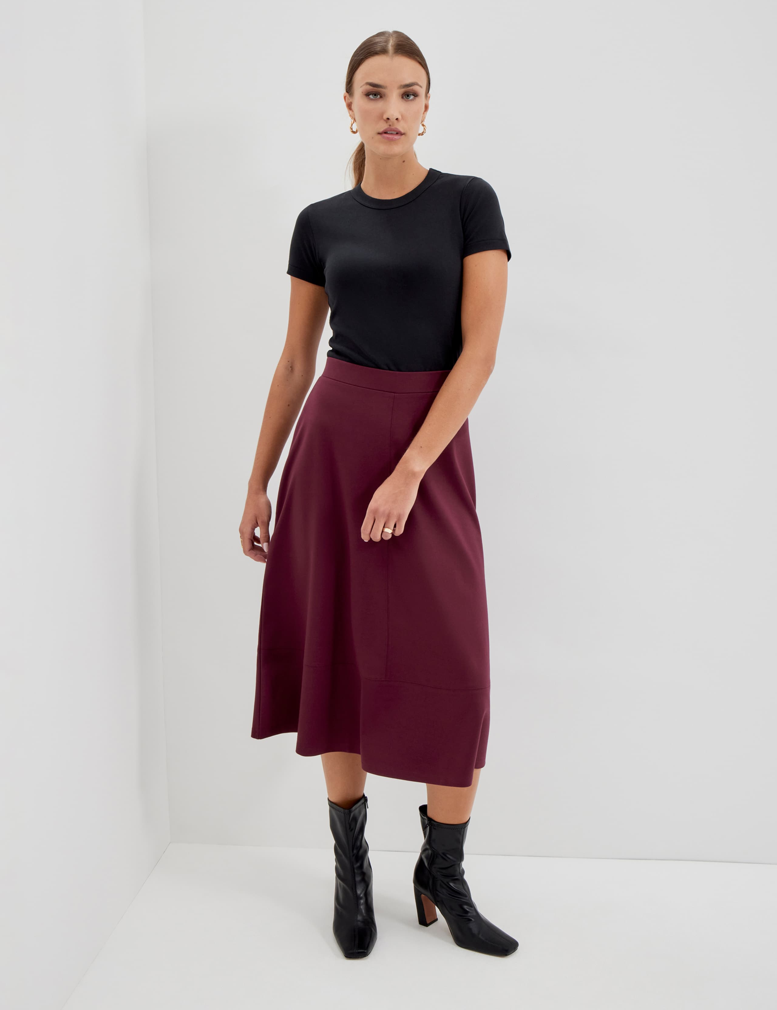 Jersey Midi A-Line Skirt 5 of 5