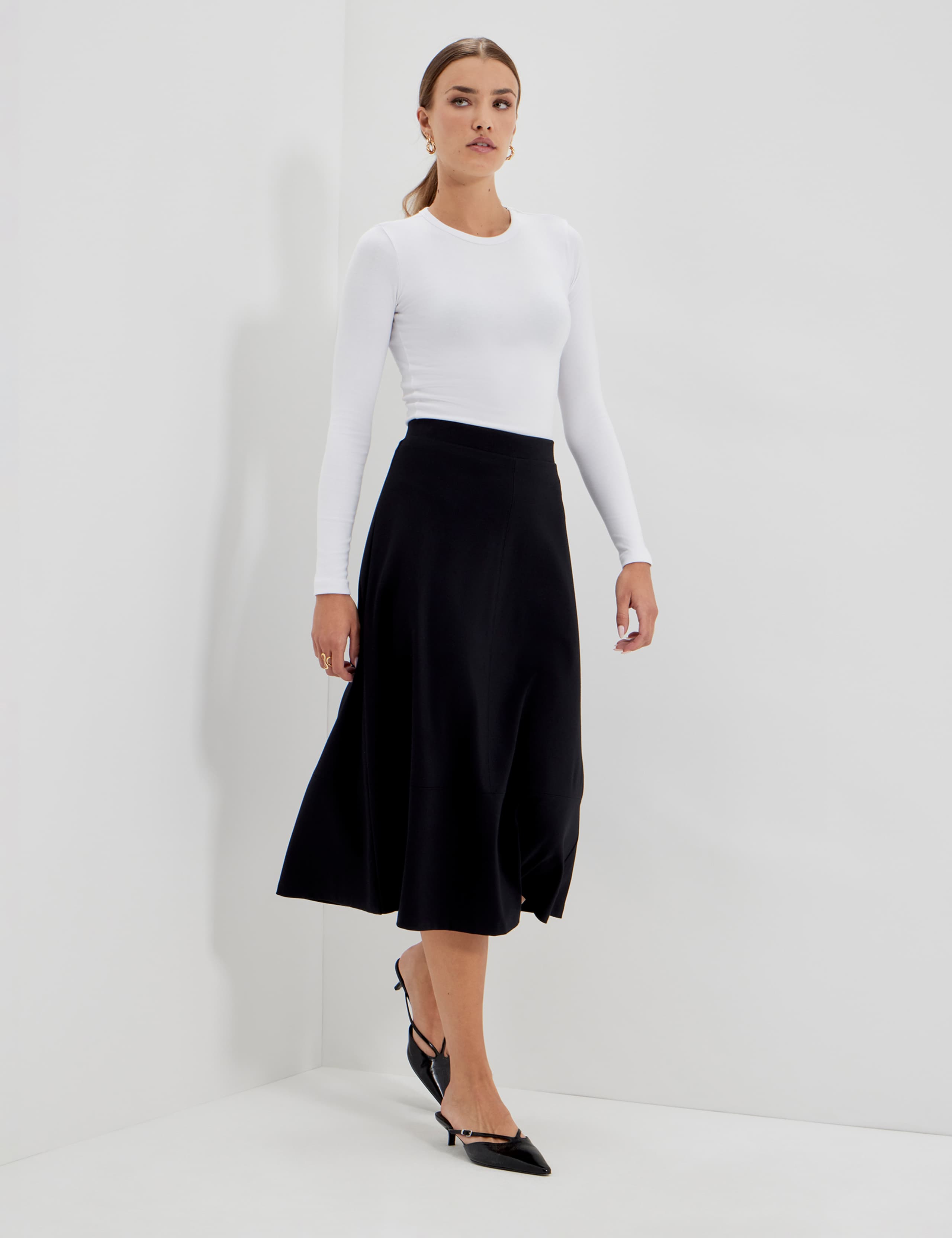 Jersey Midi A-Line Skirt 6 of 9