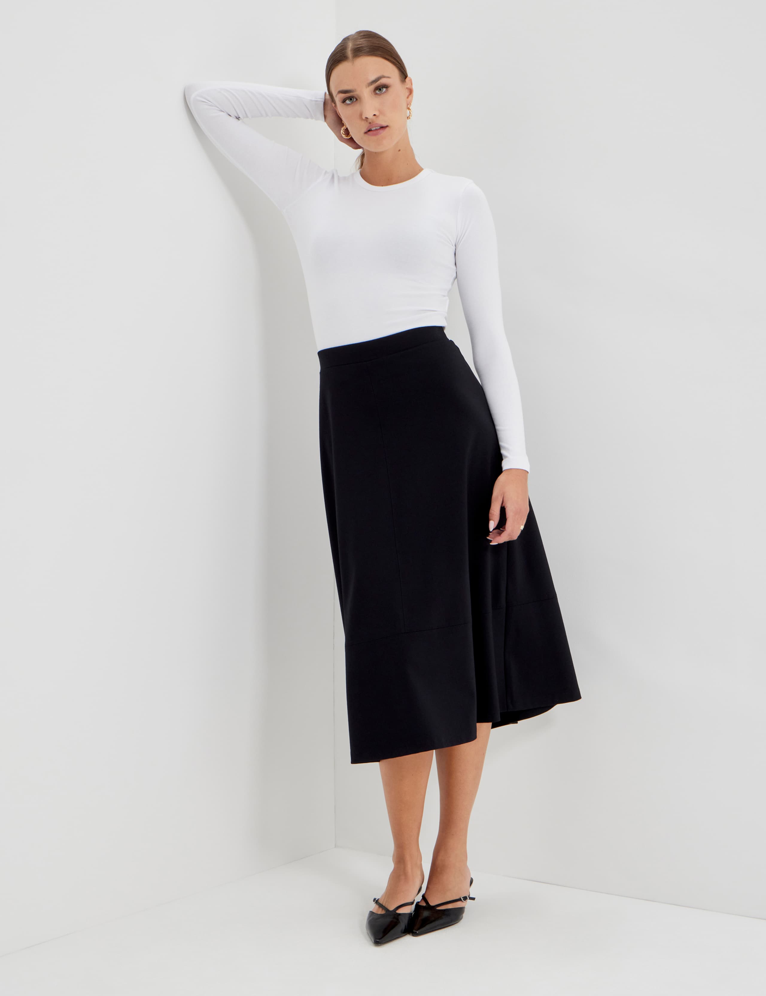 Jersey Midi A-Line Skirt 7 of 9