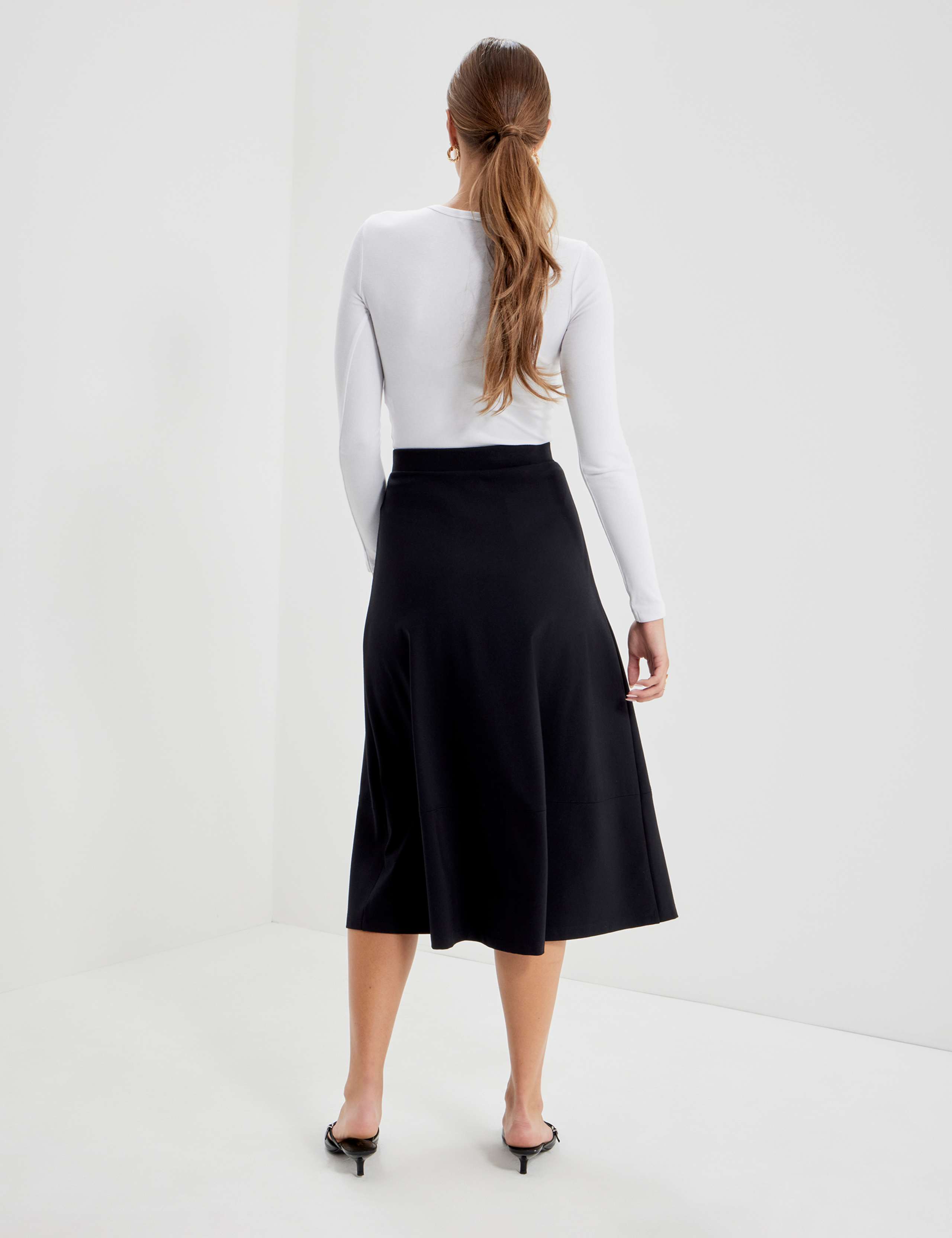 Jersey Midi A-Line Skirt 9 of 9