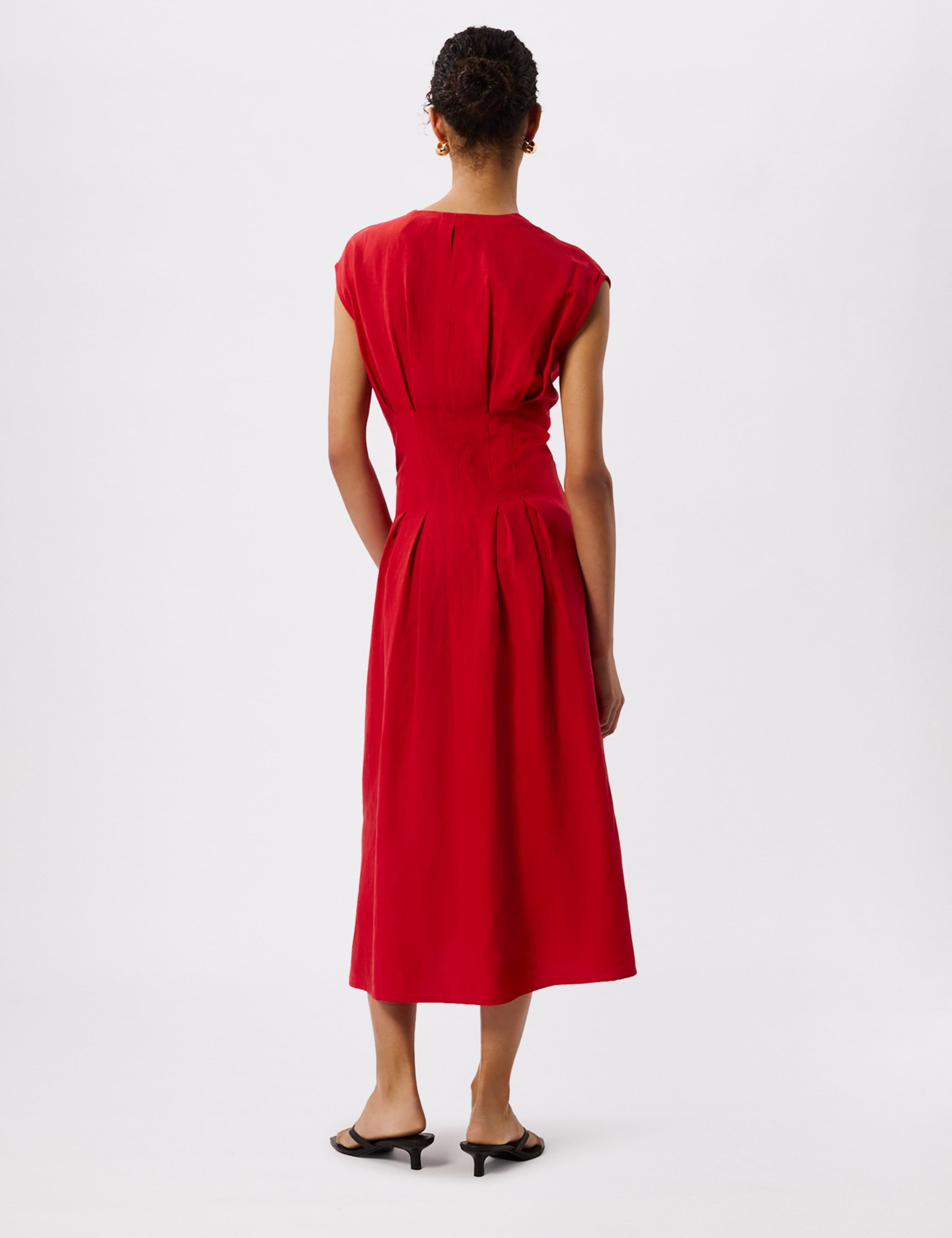 Lyocell Rich V-Neck Midi Skater Dress 3 of 6