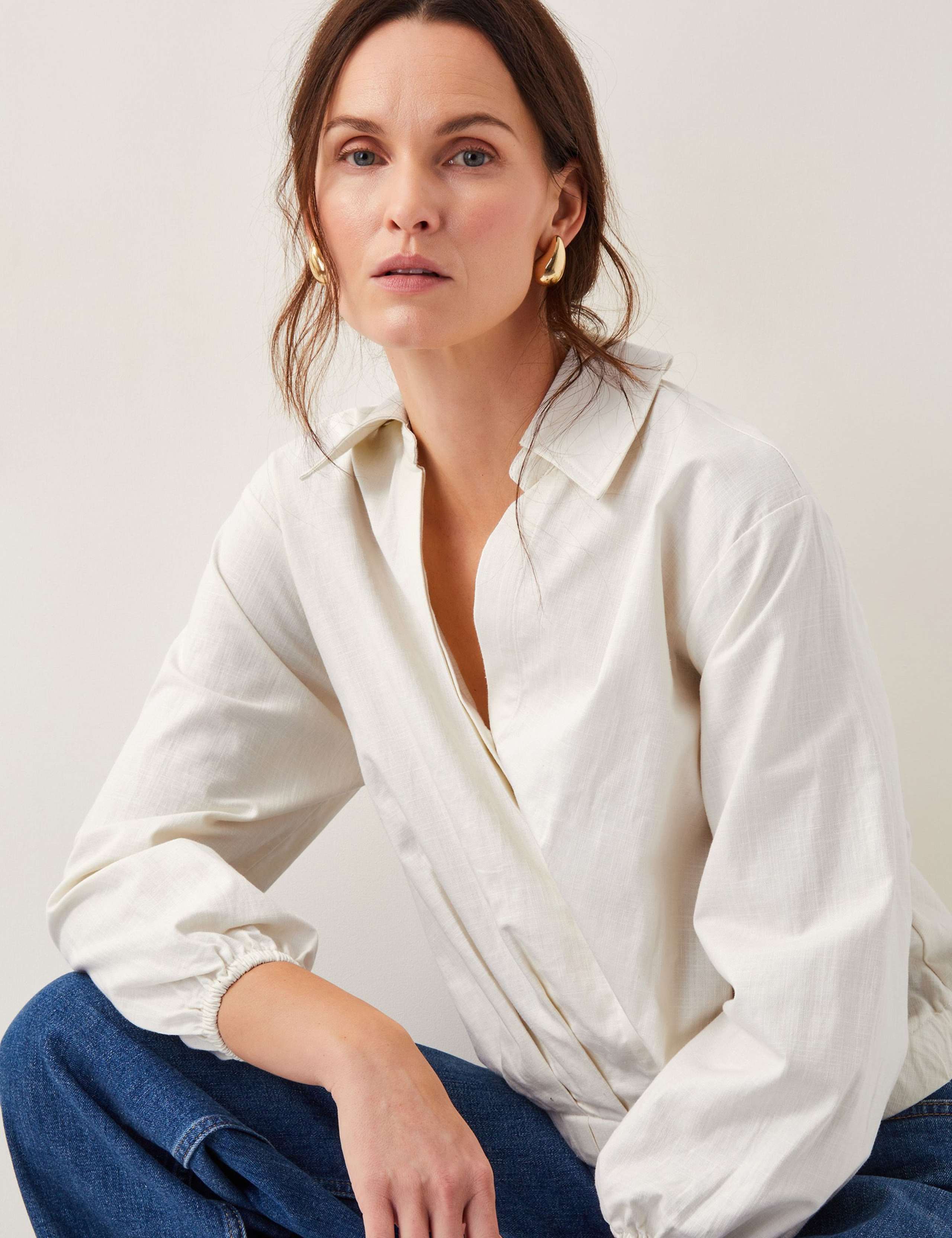 Cotton Rich Collared Wrap Front Blouse 4 of 4