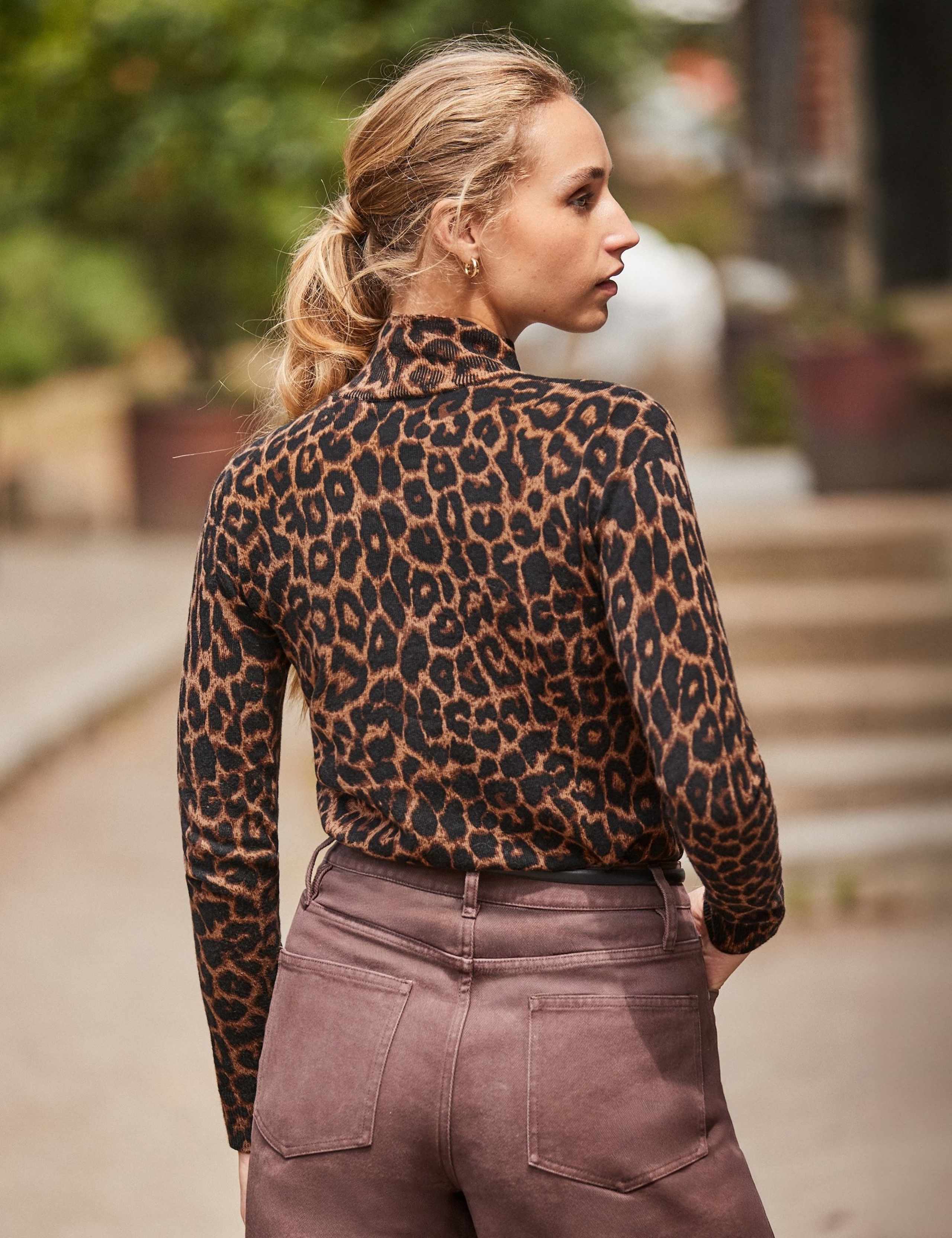 Cotton Rich Leopard Print High Neck Top 2 of 4