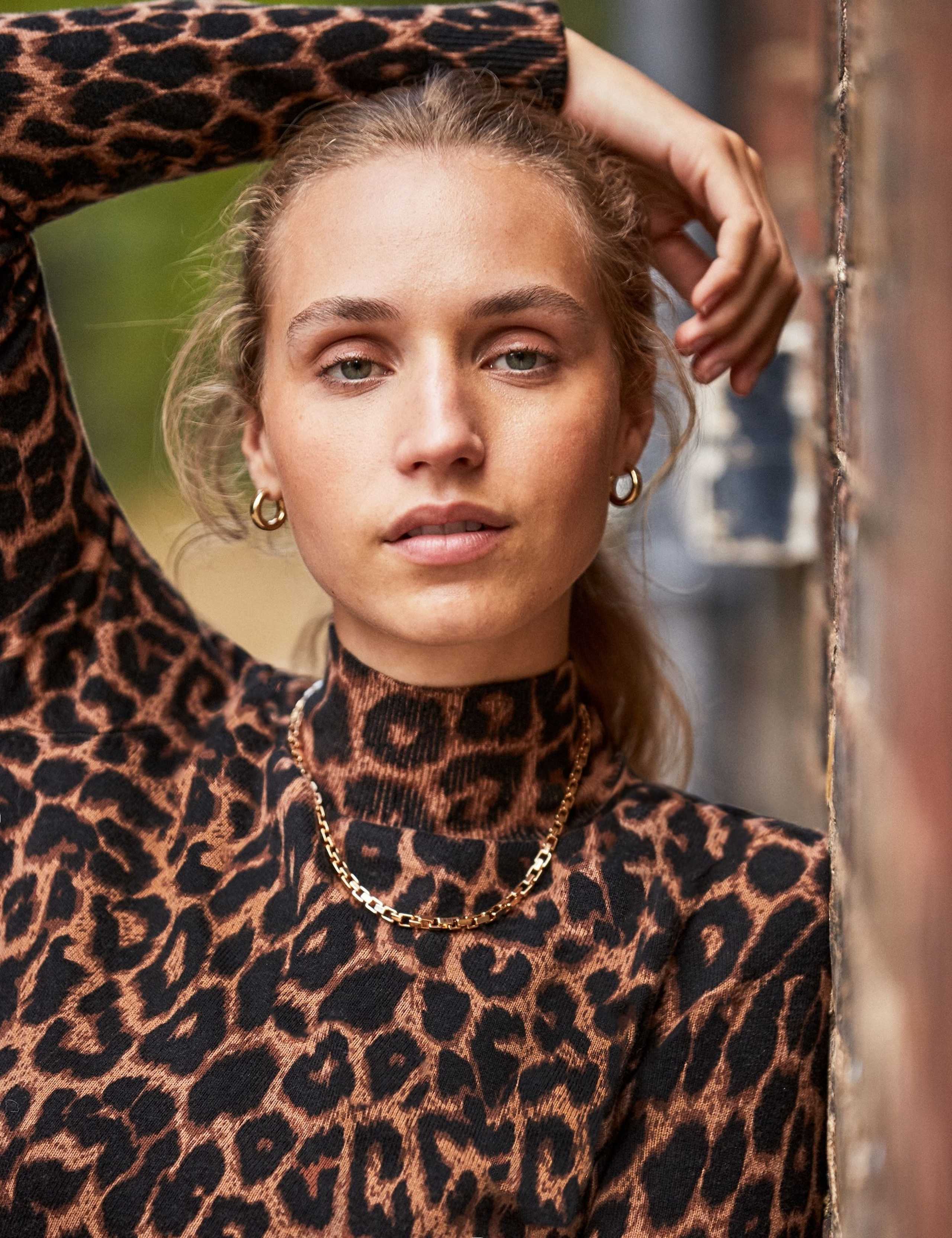 Cotton Rich Leopard Print High Neck Top 3 of 4