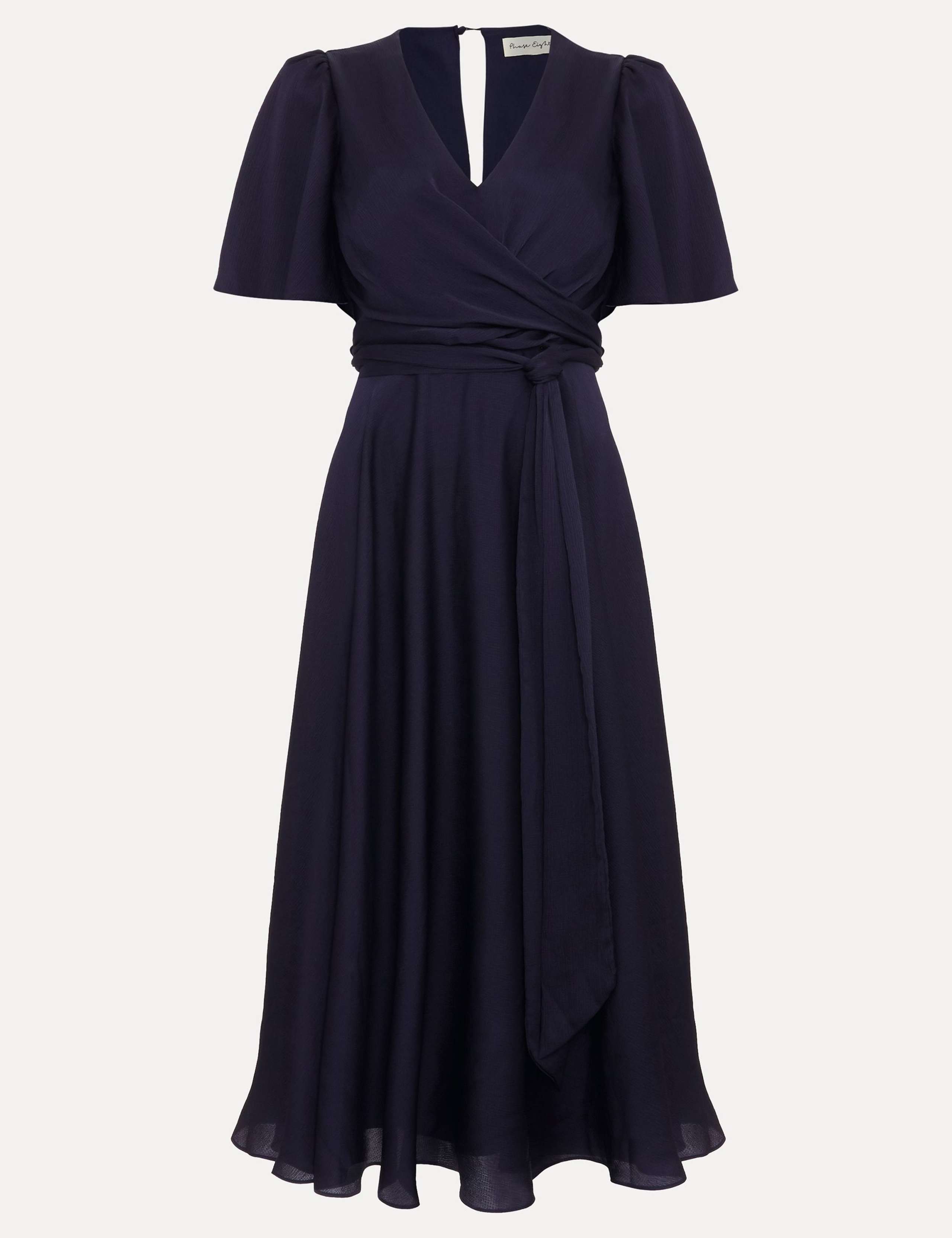 V-Neck Angel Sleeve Midi Wrap Dress 2 of 7