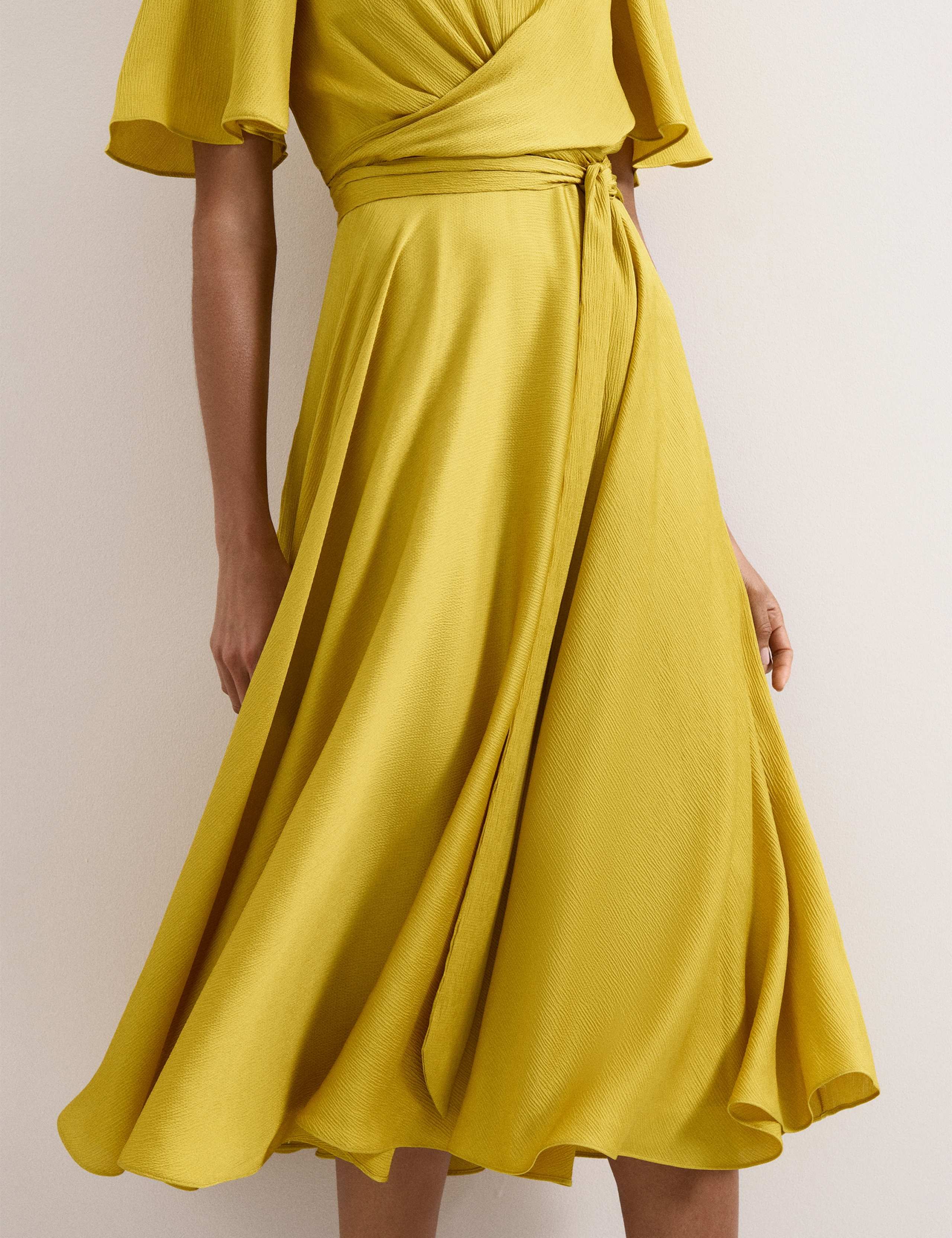 V-Neck Angel Sleeve Midi Wrap Dress 4 of 8