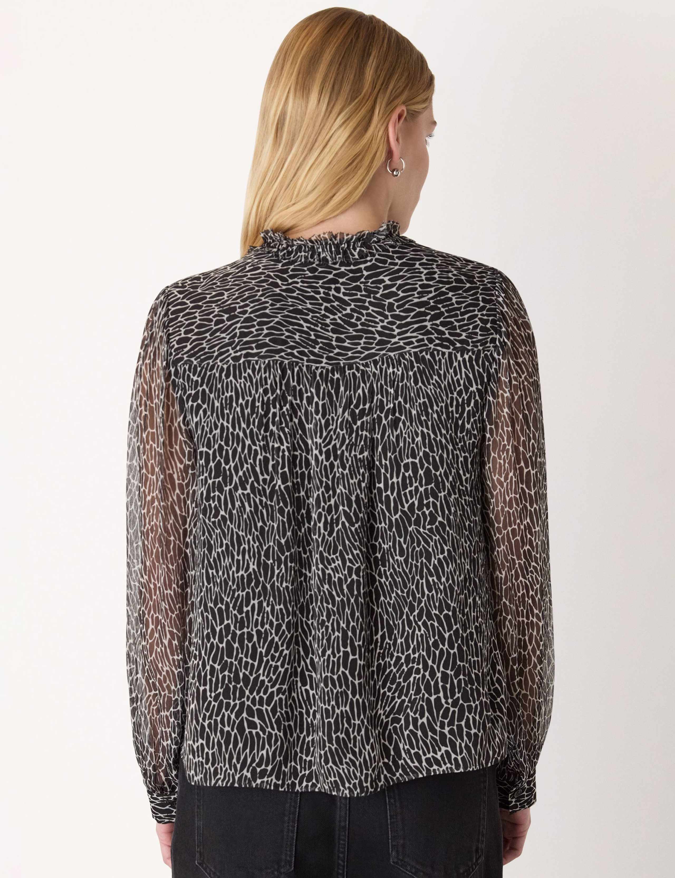 Animal Print Frill Detail Blouse 3 of 4