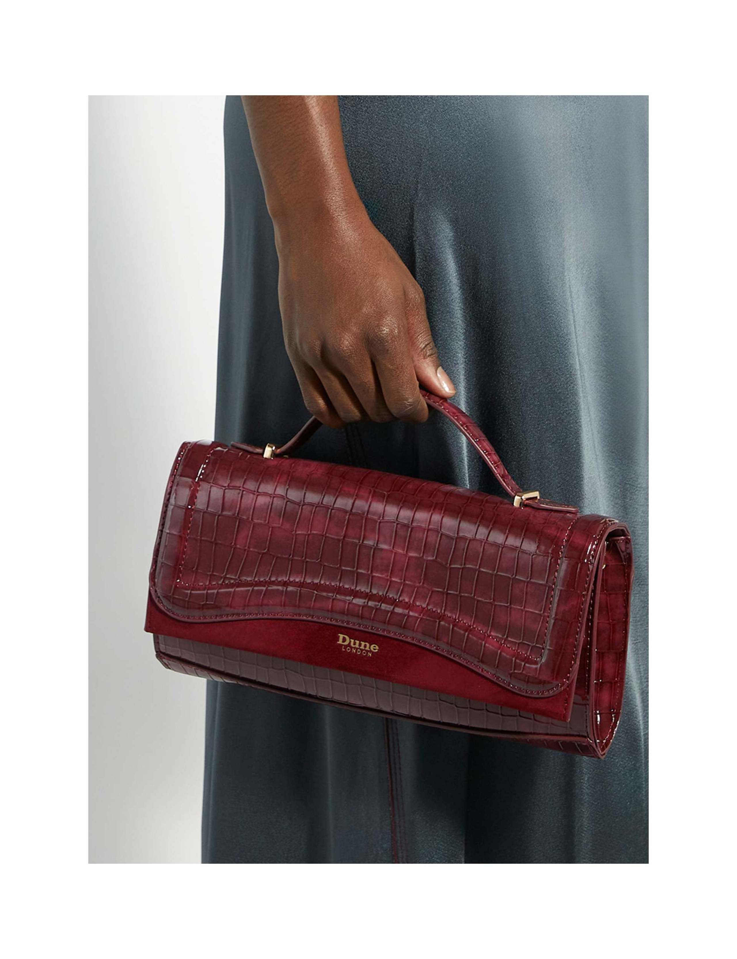 Textured Top Handle Chain Strap Grab Bag 4 of 6