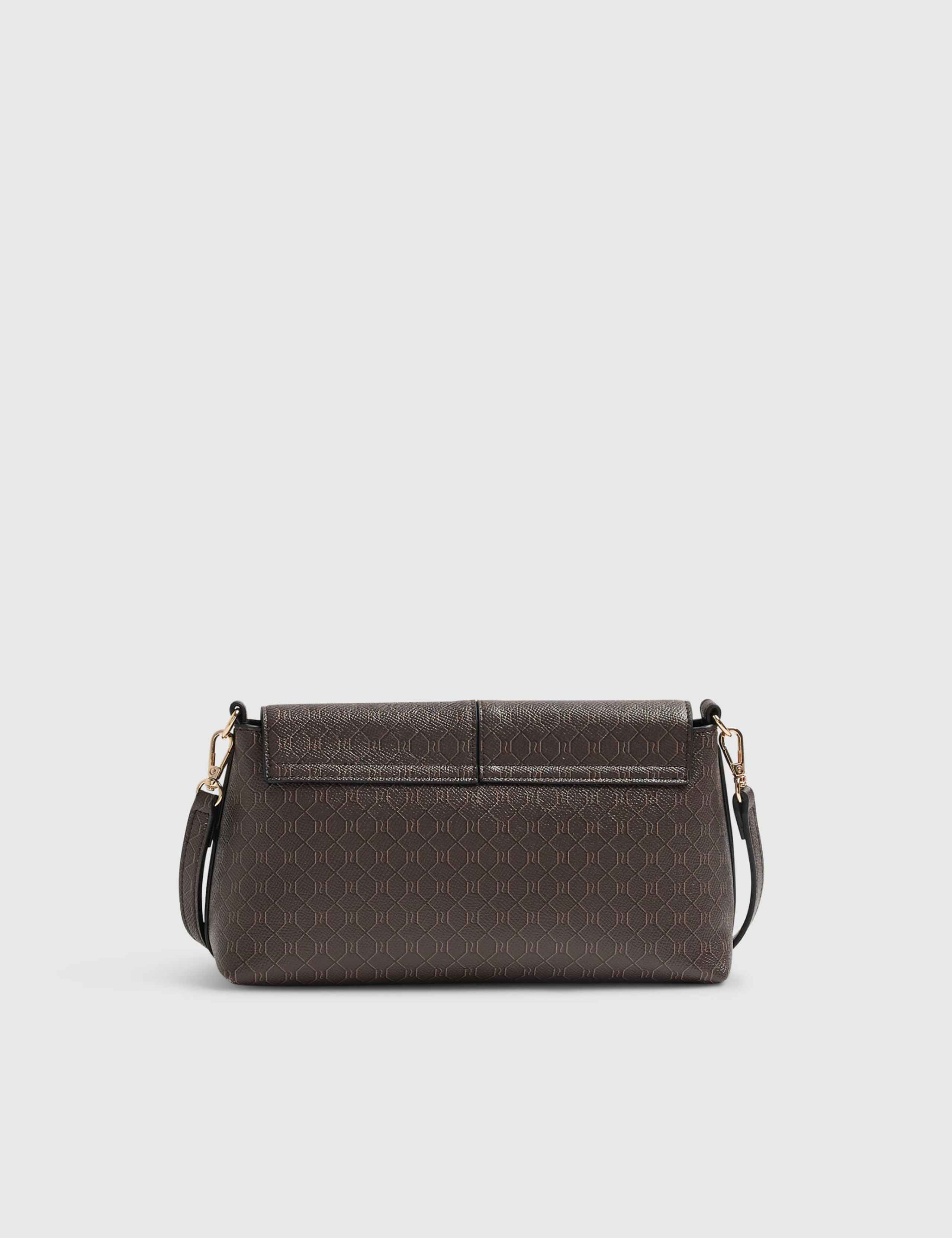Faux Leather Monogram Shoulder Bag 3 of 5