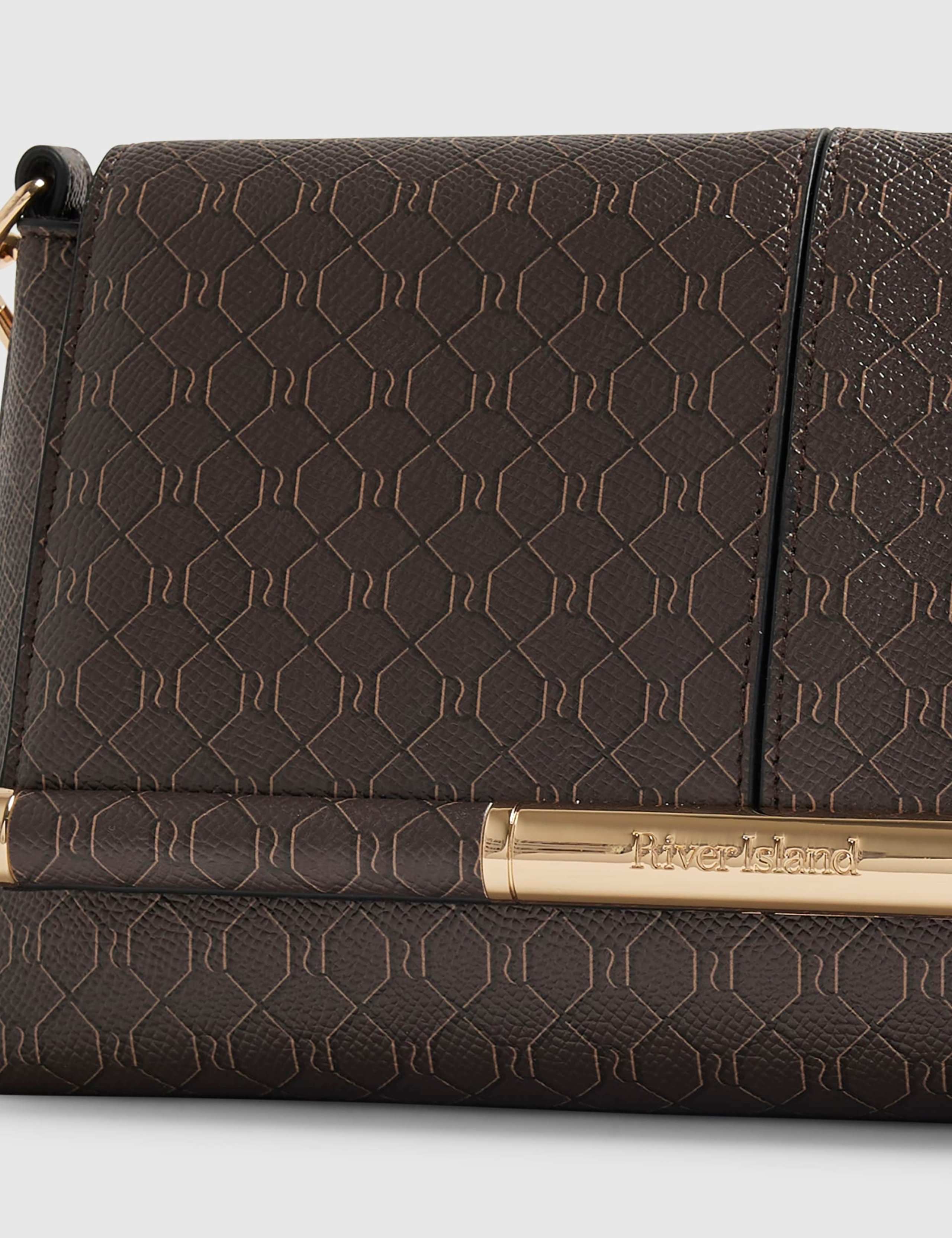 Faux Leather Monogram Shoulder Bag 4 of 5