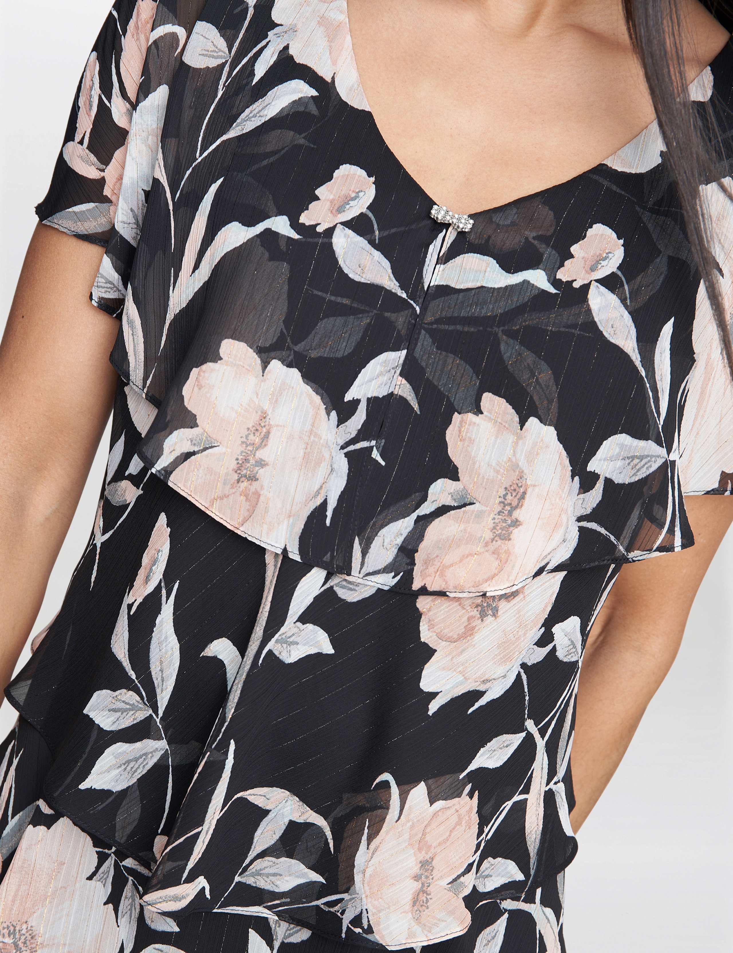 Floral V-Neck Midi Tiered Dress 4 of 5