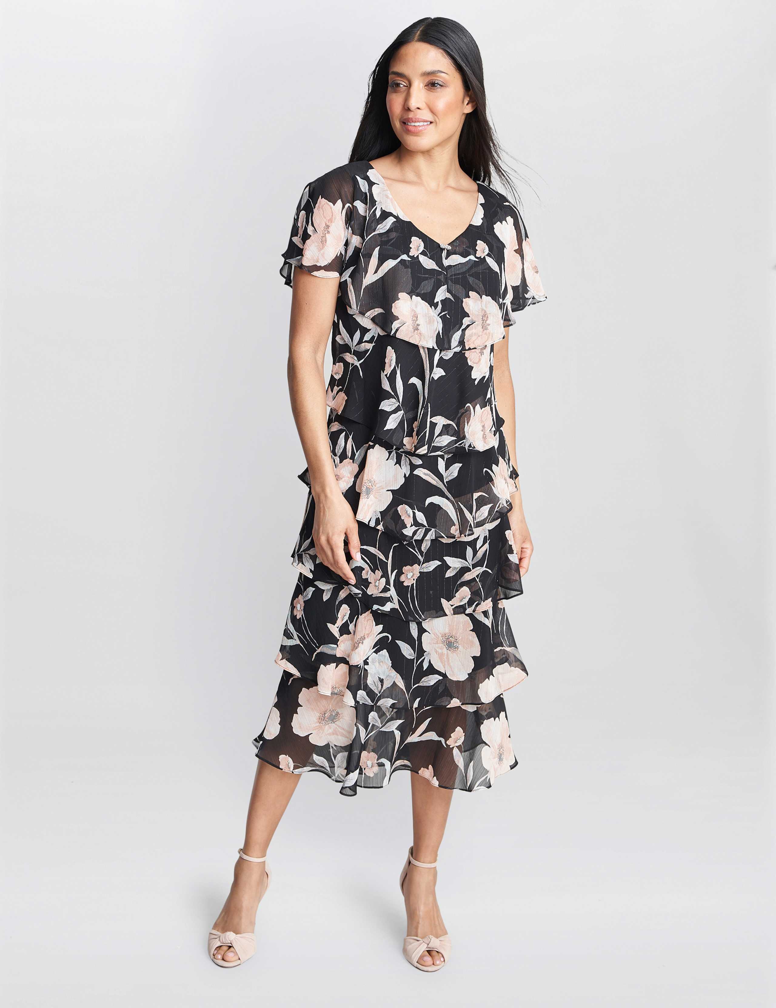 Floral V-Neck Midi Tiered Dress 5 of 5