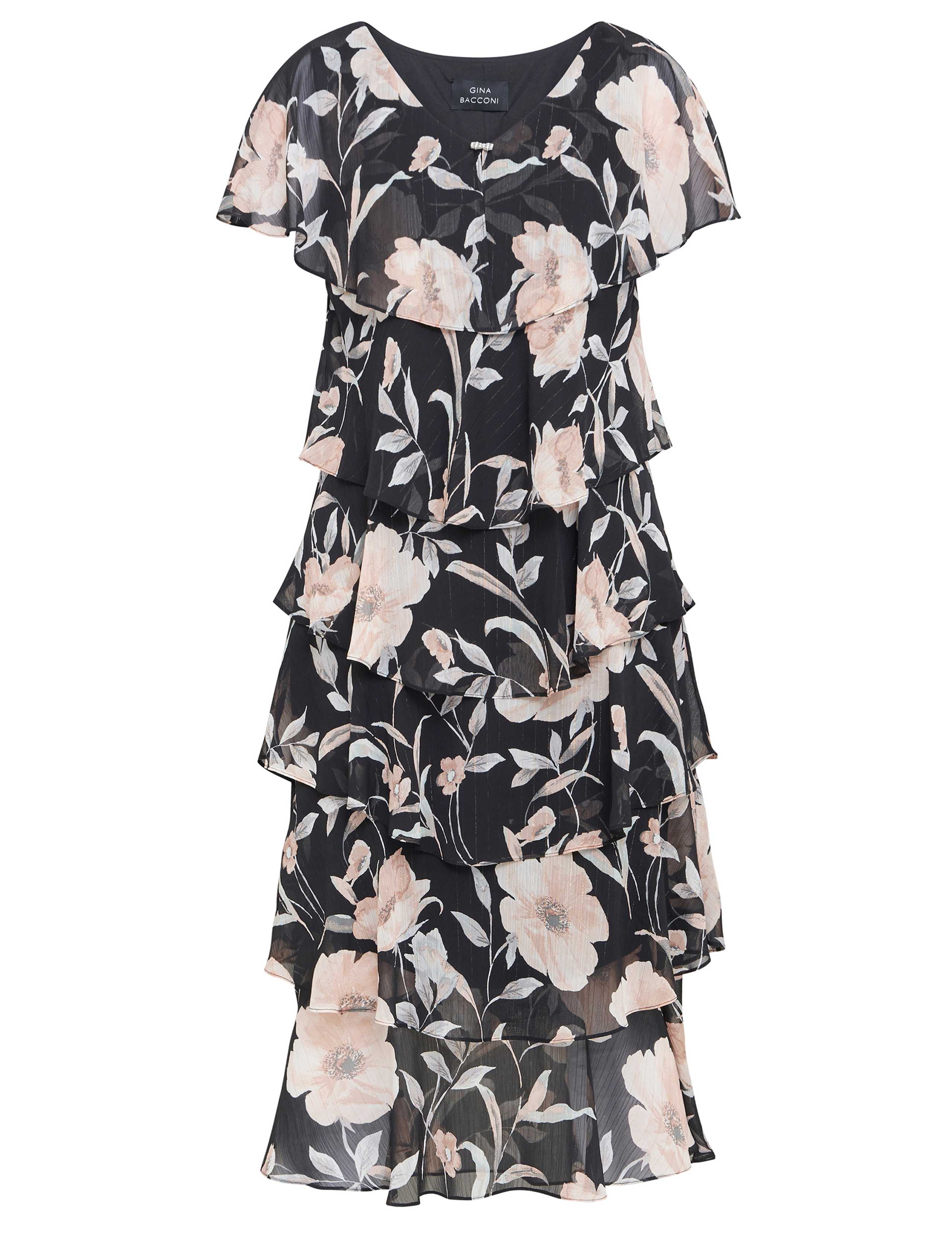 Floral V-Neck Midi Tiered Dress 2 of 5