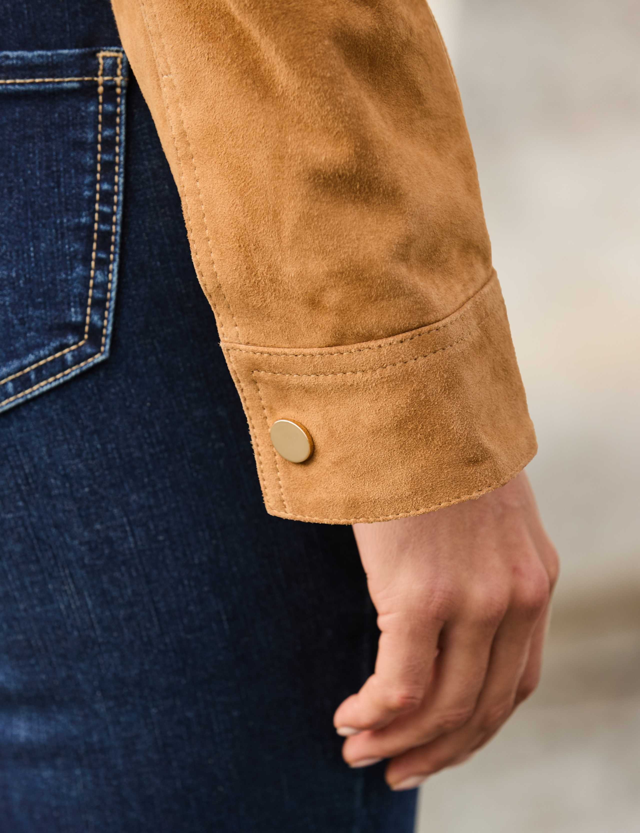 Suede Funnel Neck Bomber Jacket 2 of 9
