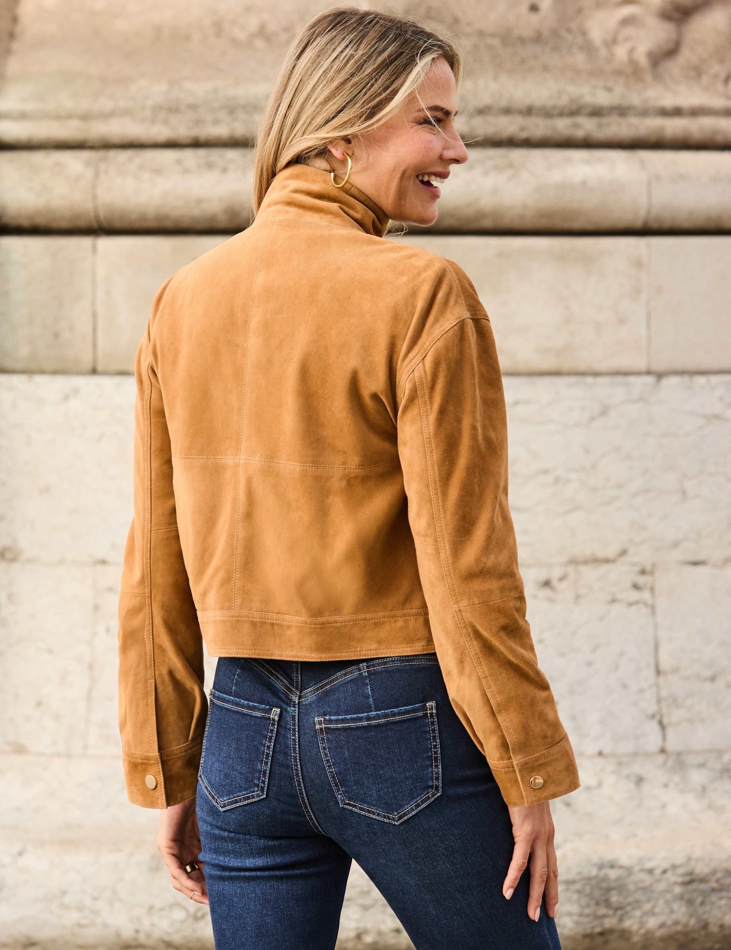Suede Funnel Neck Bomber Jacket 3 of 9