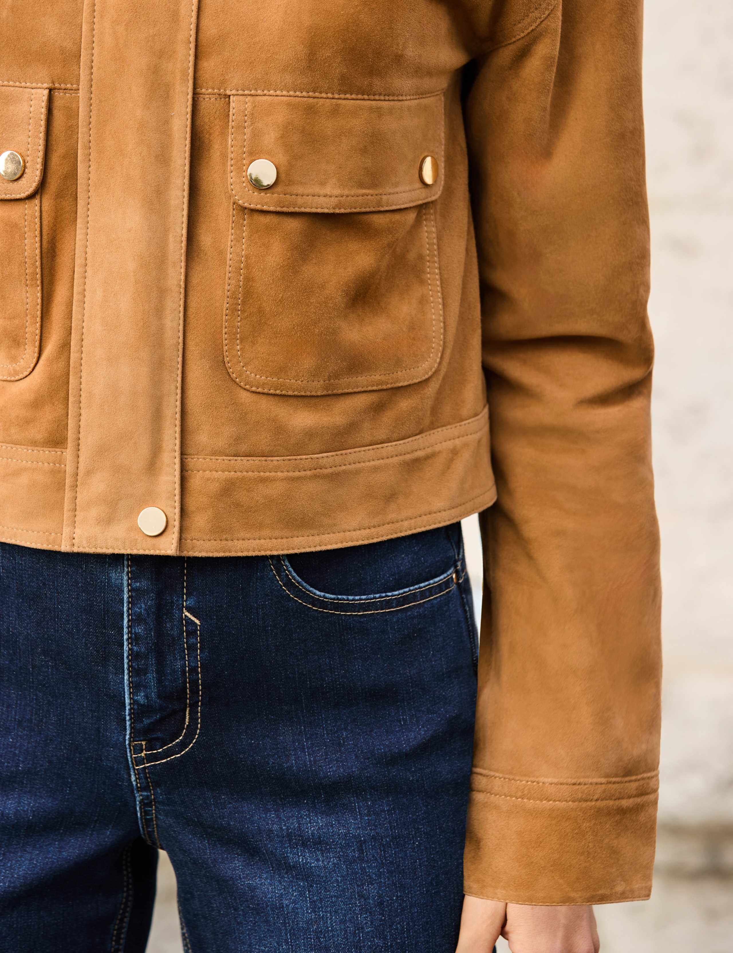 Suede Funnel Neck Bomber Jacket 6 of 9