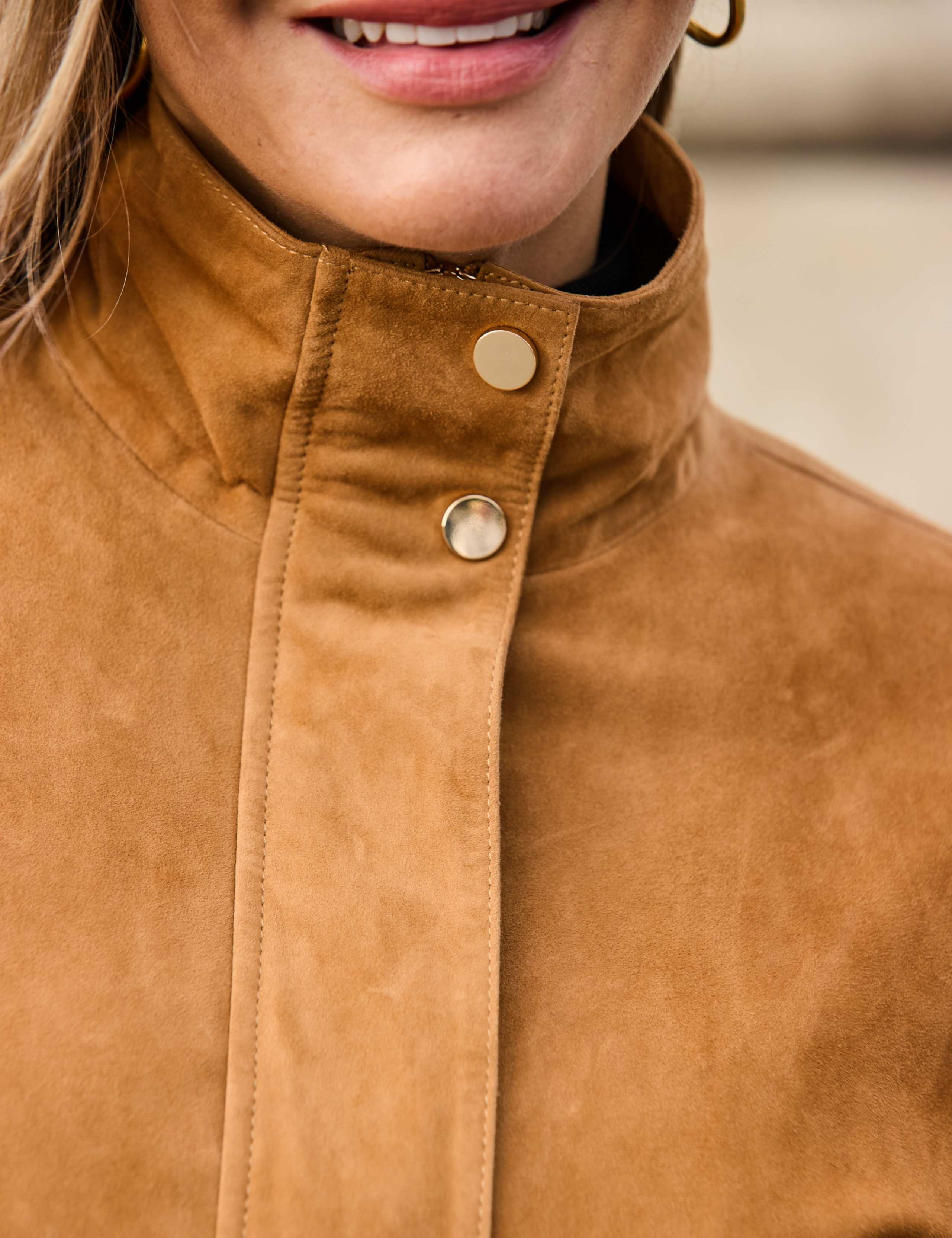 Suede Funnel Neck Bomber Jacket 7 of 9