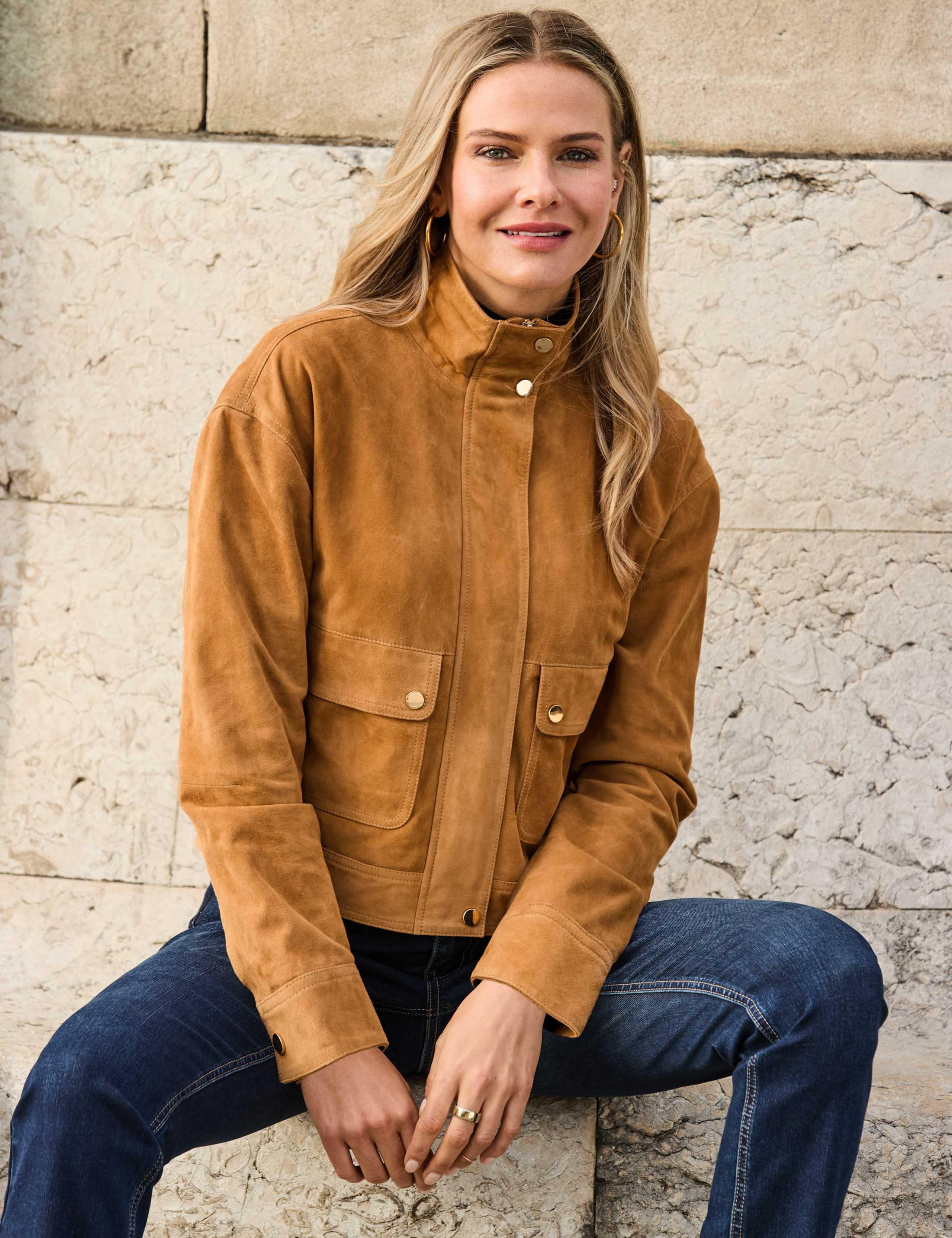 Suede Funnel Neck Bomber Jacket 9 of 9