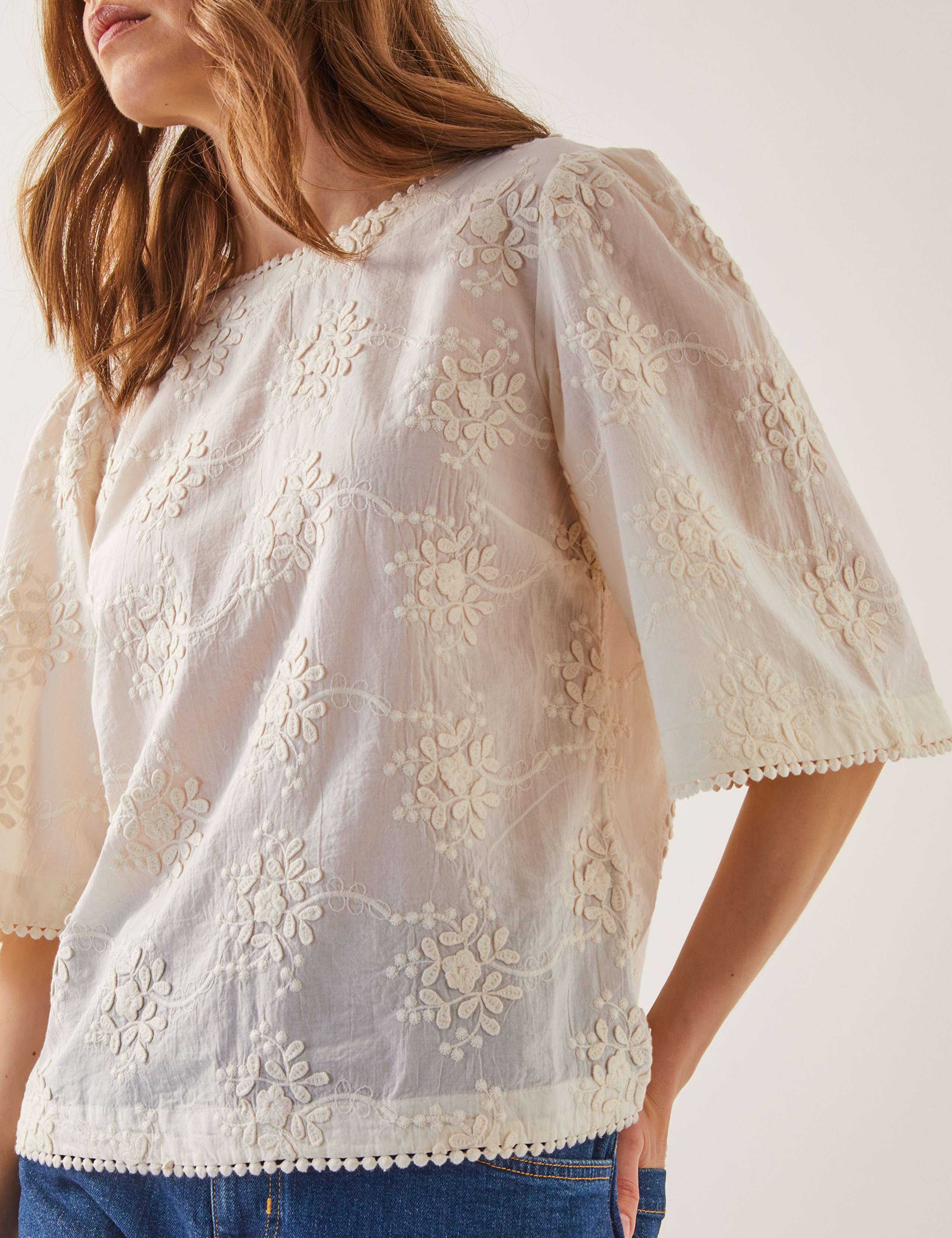 Pure Cotton Embroidered Blouse 2 of 4
