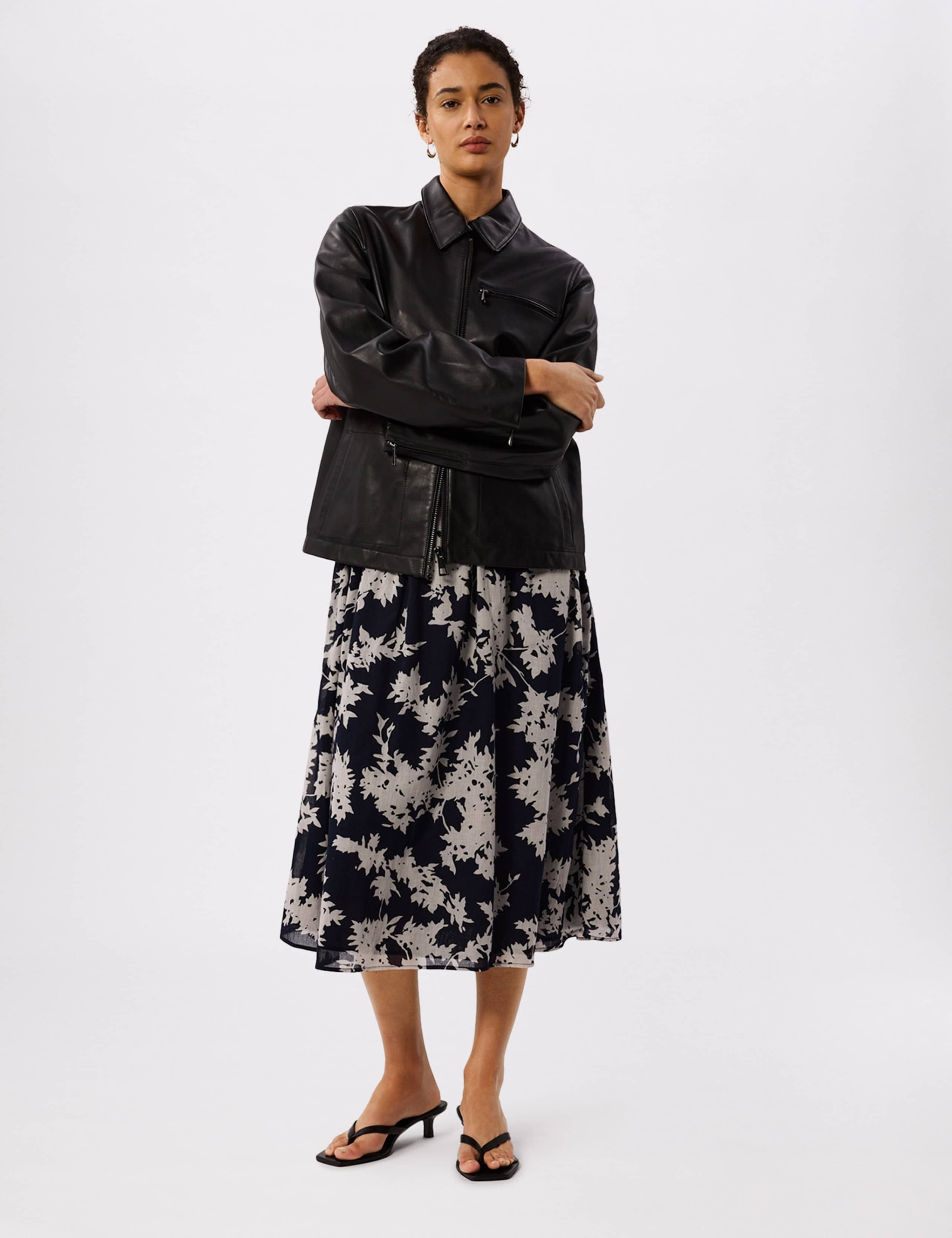 Pure Cotton Printed Midi Shirred Dress 4 of 6