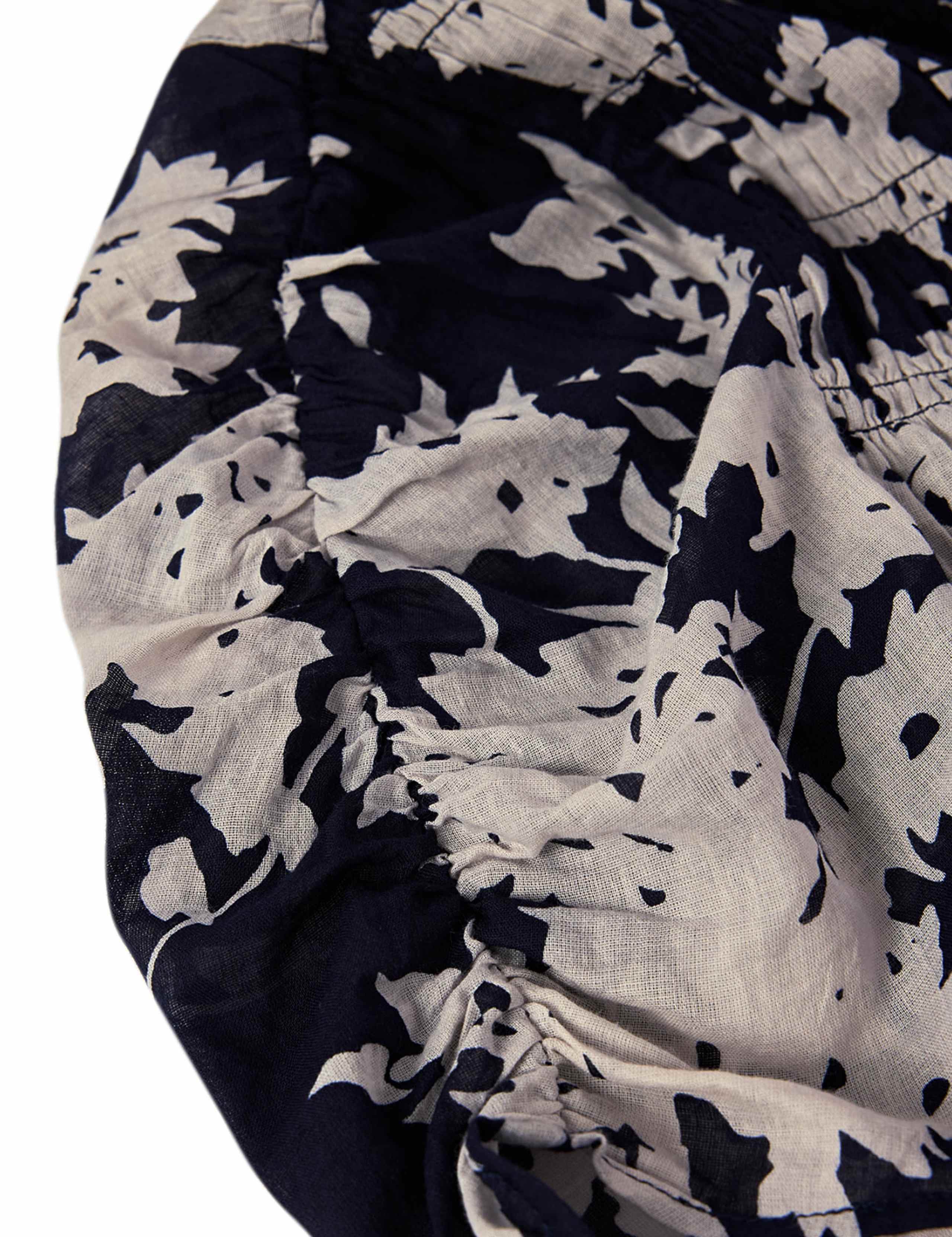 Pure Cotton Printed Midi Shirred Dress 6 of 6