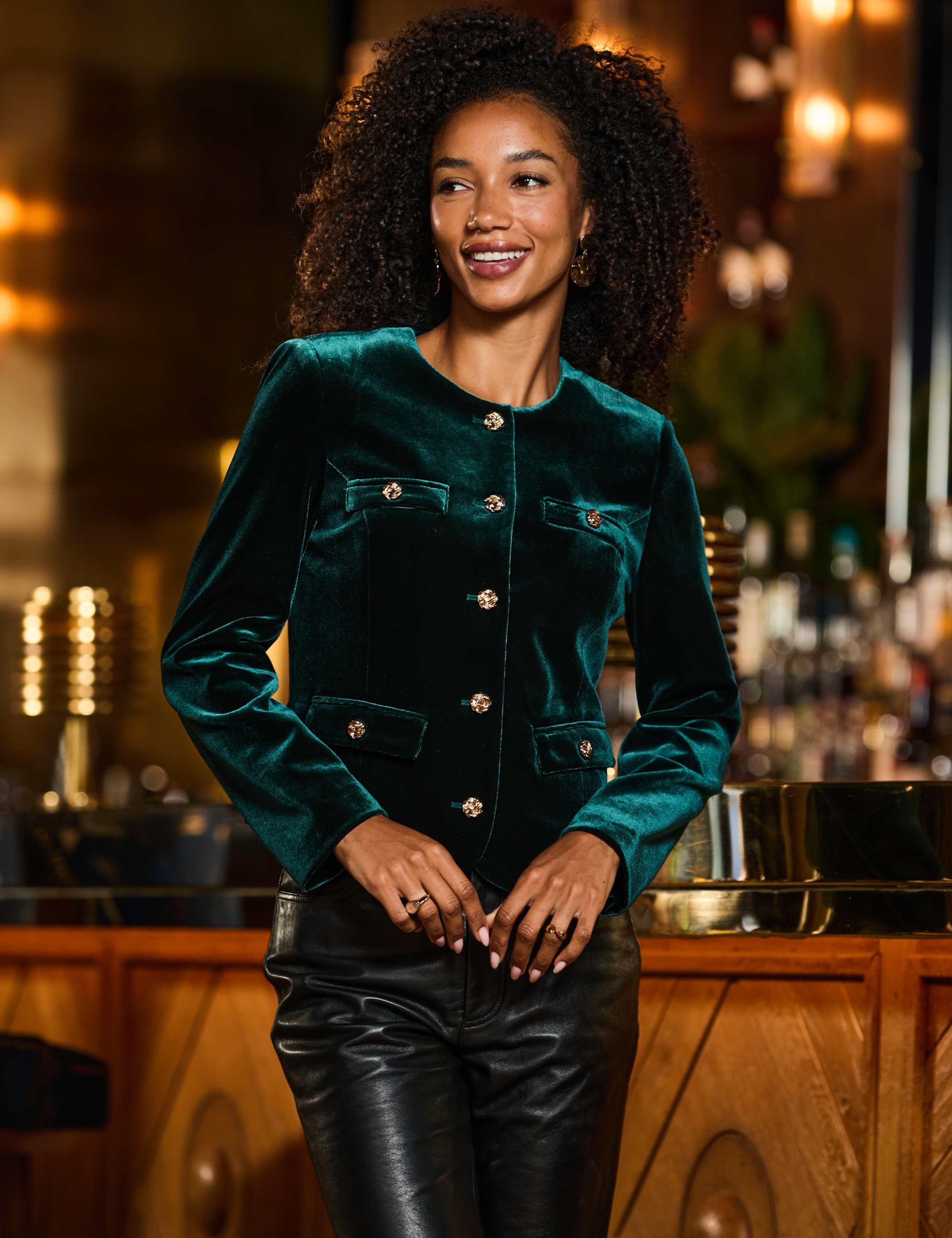Velvet Collarless Jacket 2 of 7