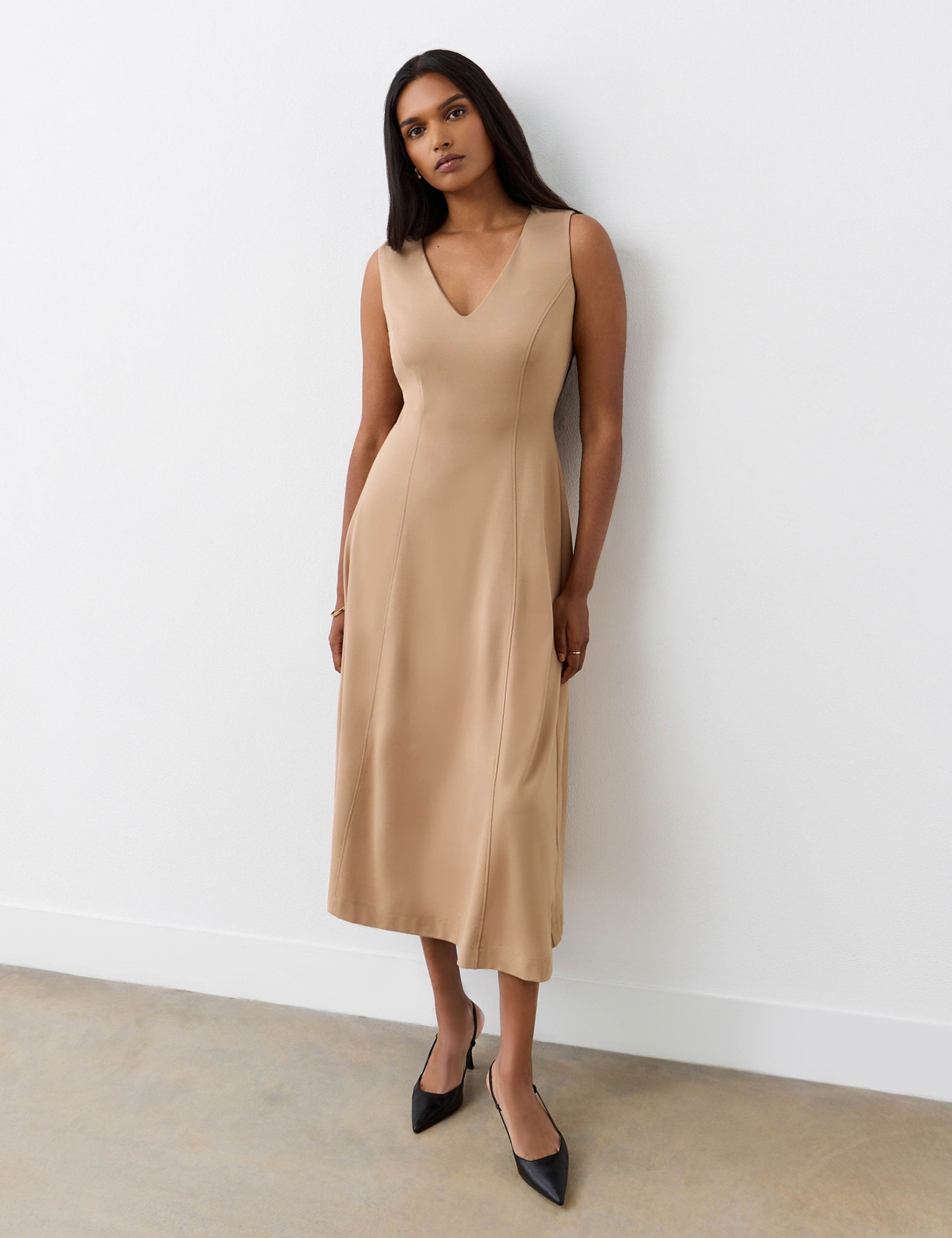 Jersey V-Neck Midi Dress 3 of 4