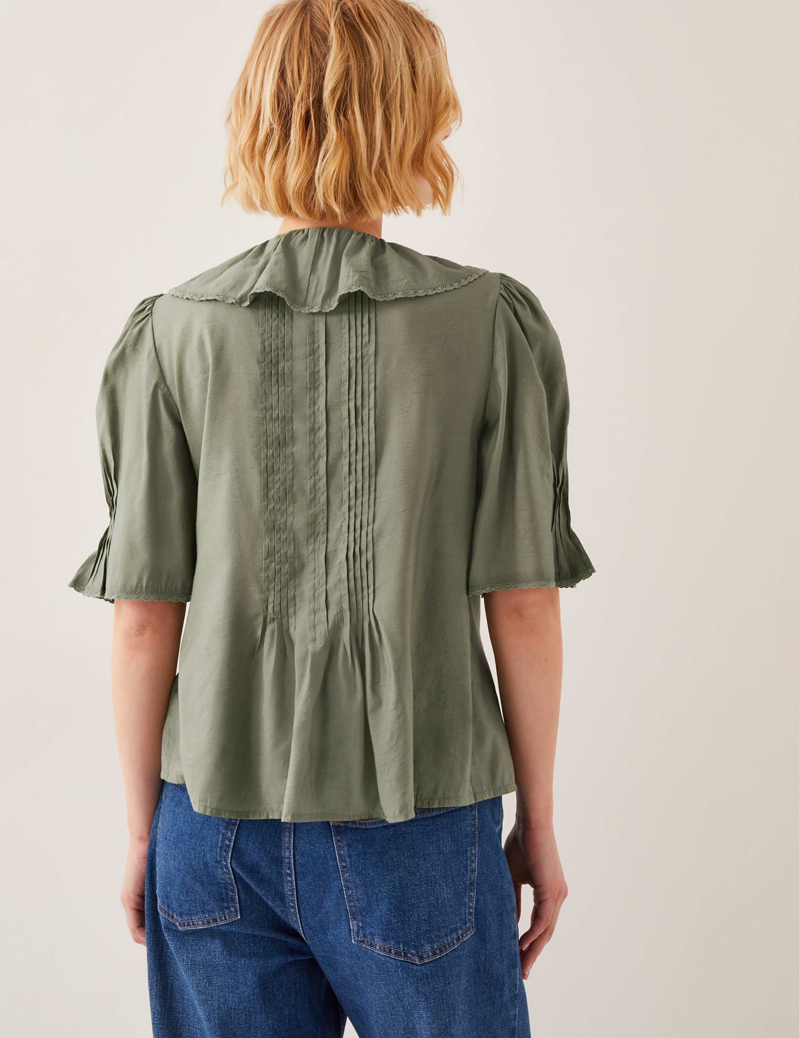 V-Neck Frill Detail Pintuck Blouse 3 of 4