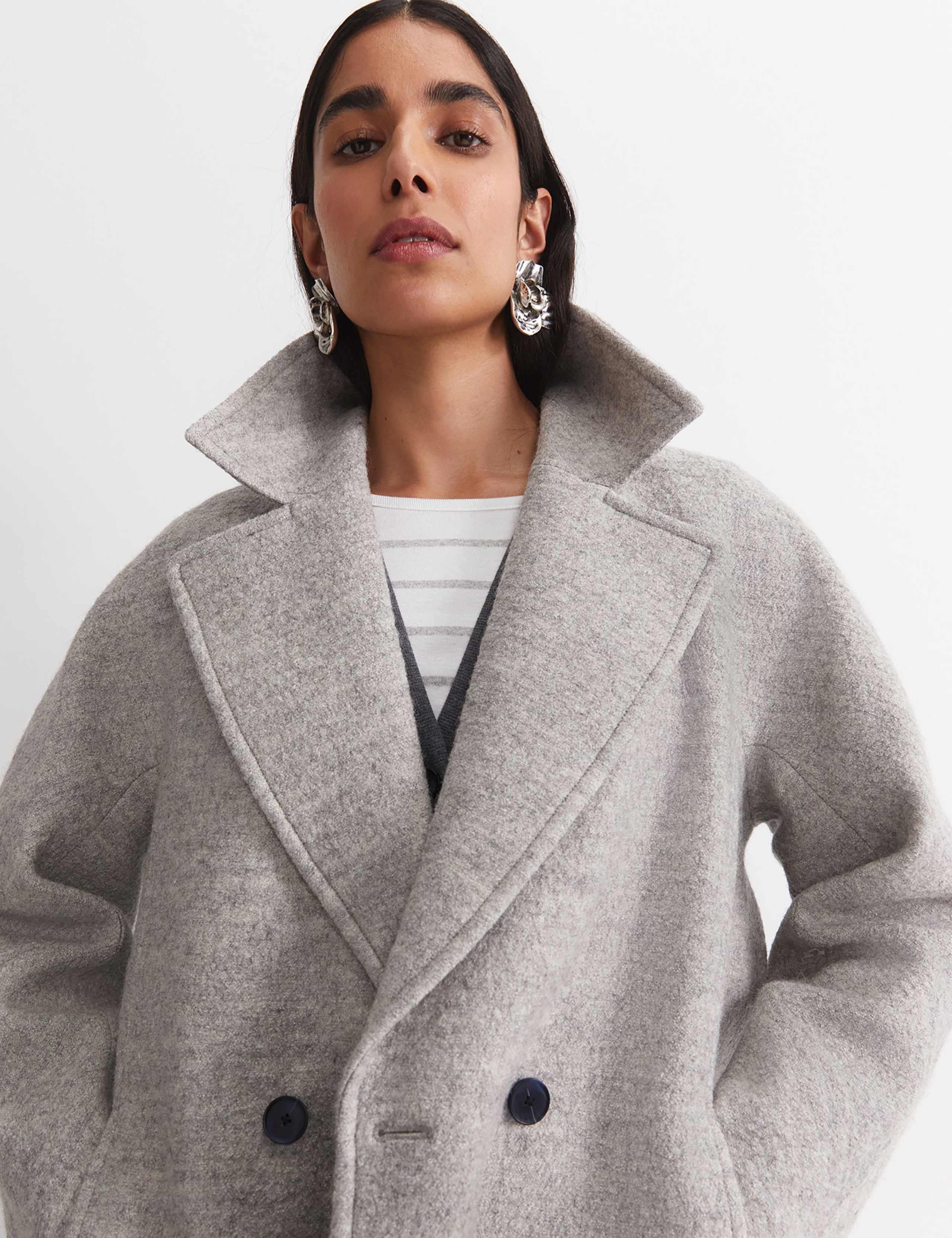 Wool Rich Bouclé Oversized Double Breasted Coat 4 of 6