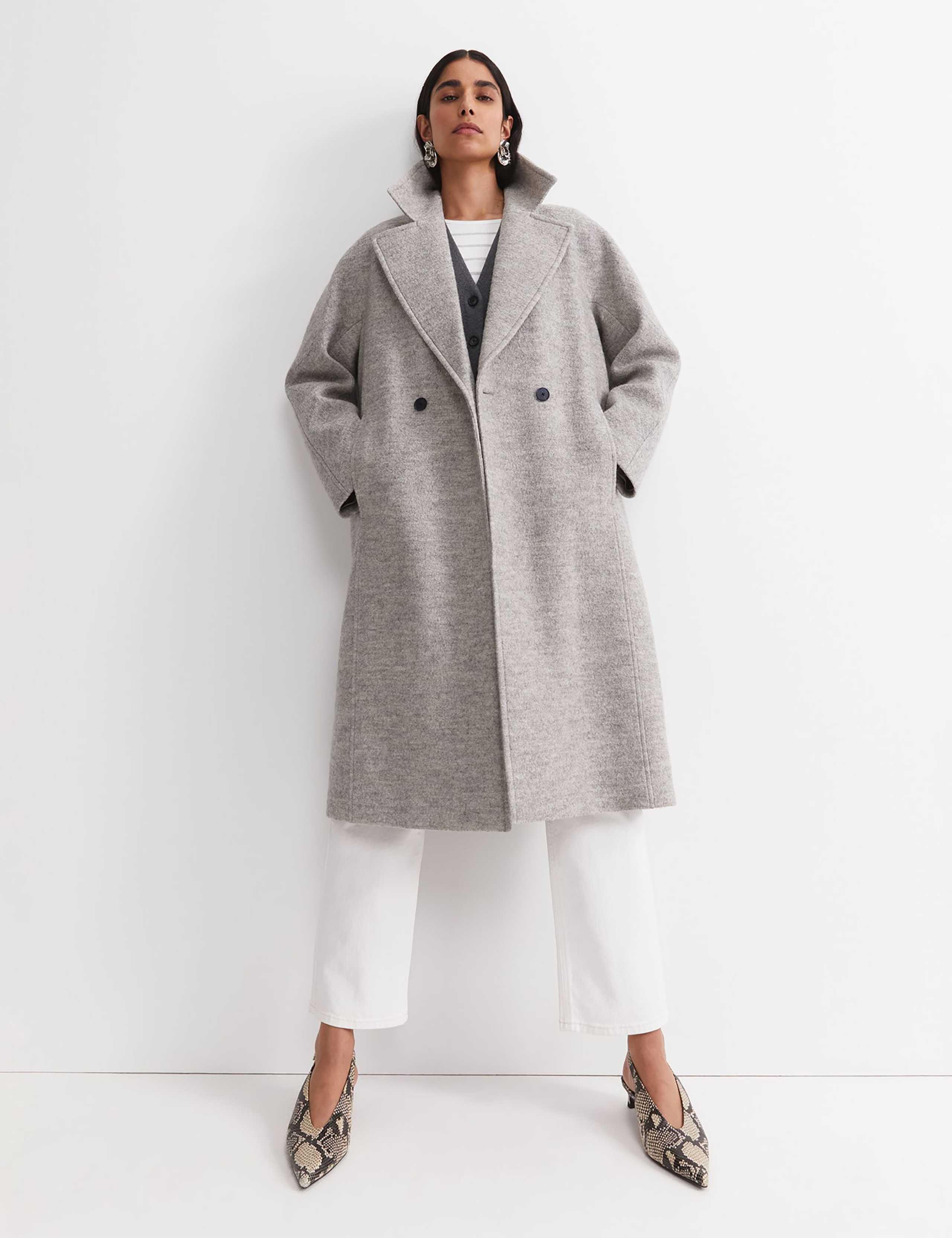 Wool Rich Bouclé Oversized Double Breasted Coat 5 of 6