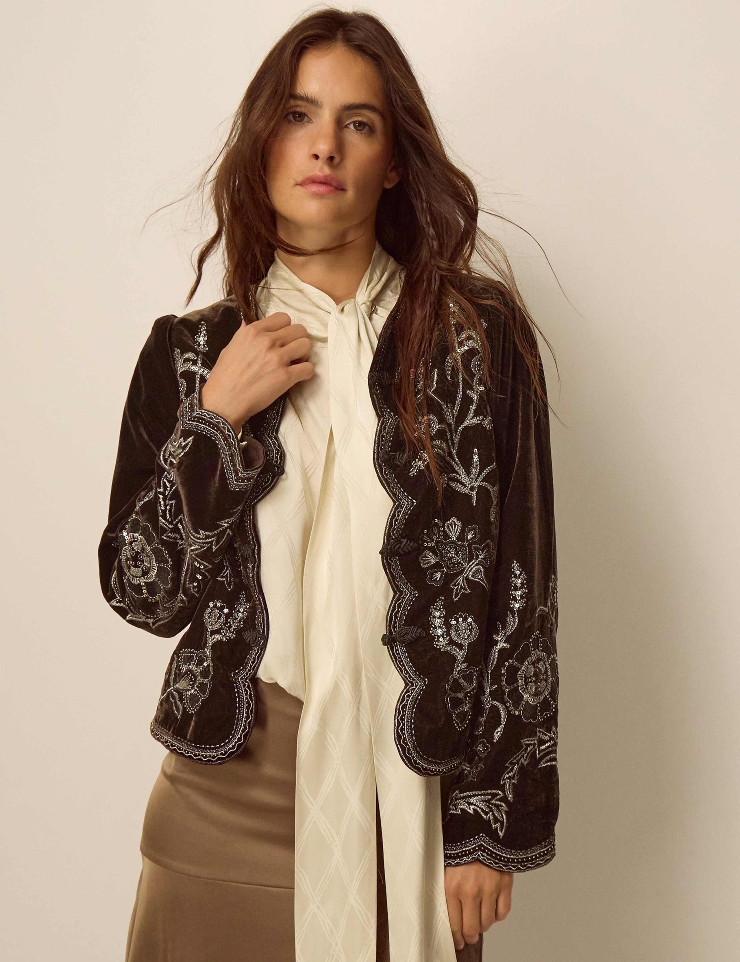 Velvet Floral Embellished Jacket 1 of 4